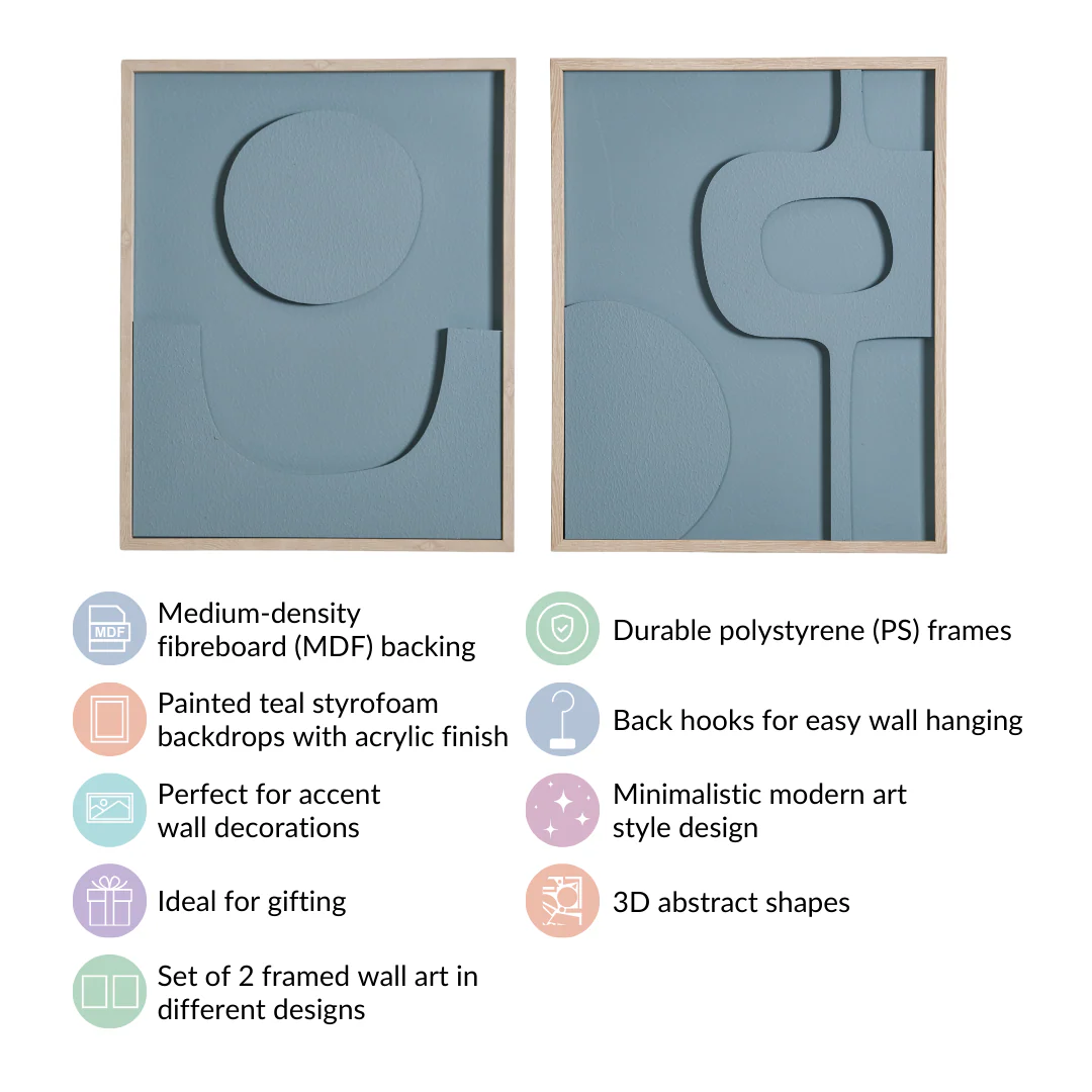 Set Of 2 3D Relief Wall Art With Frame 20x16 Inch - Image 5