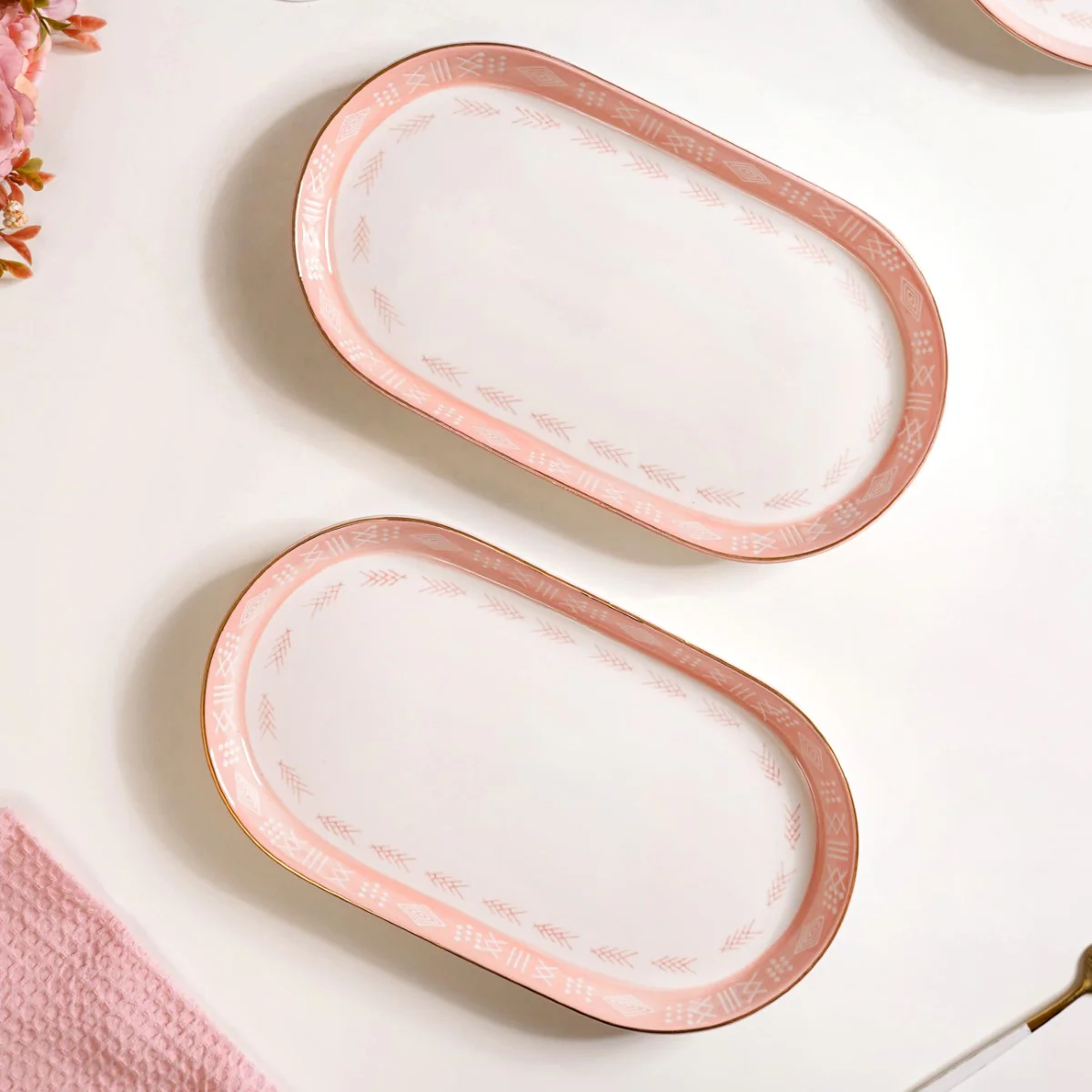 Set Of 2 Azo Pink Serving Platters 12 Inch - Image 7