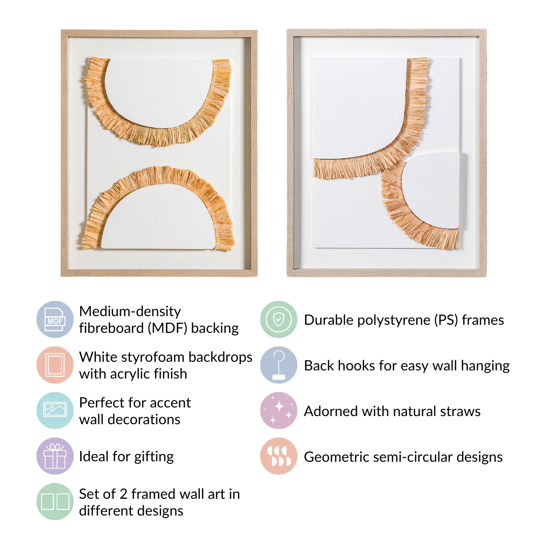 Set Of 2 Bohemian Straw Wall Art 20x16 Inch - Image 6