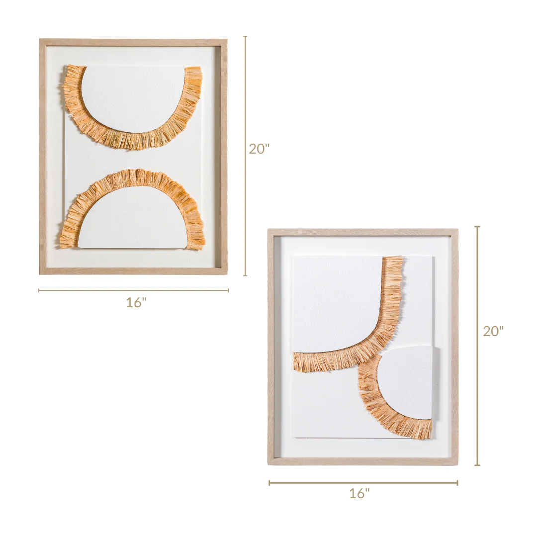 Set Of 2 Bohemian Straw Wall Art 20x16 Inch - Image 7