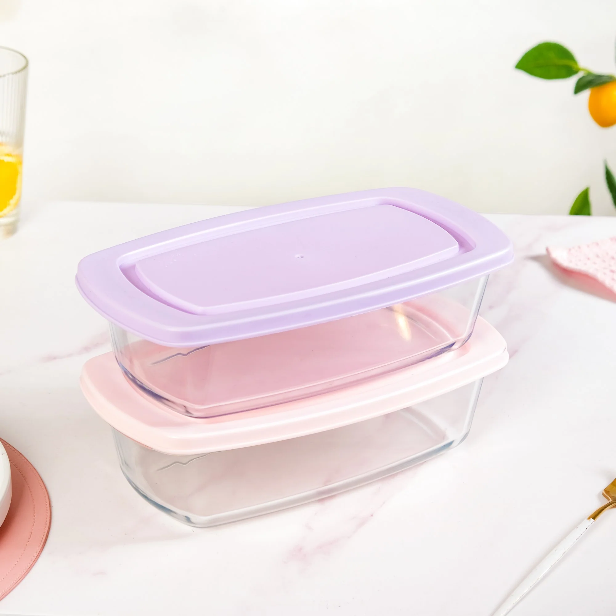 Set Of 2 Borosilicate Long Baking Dishes With Lid 1600ml - Image 2