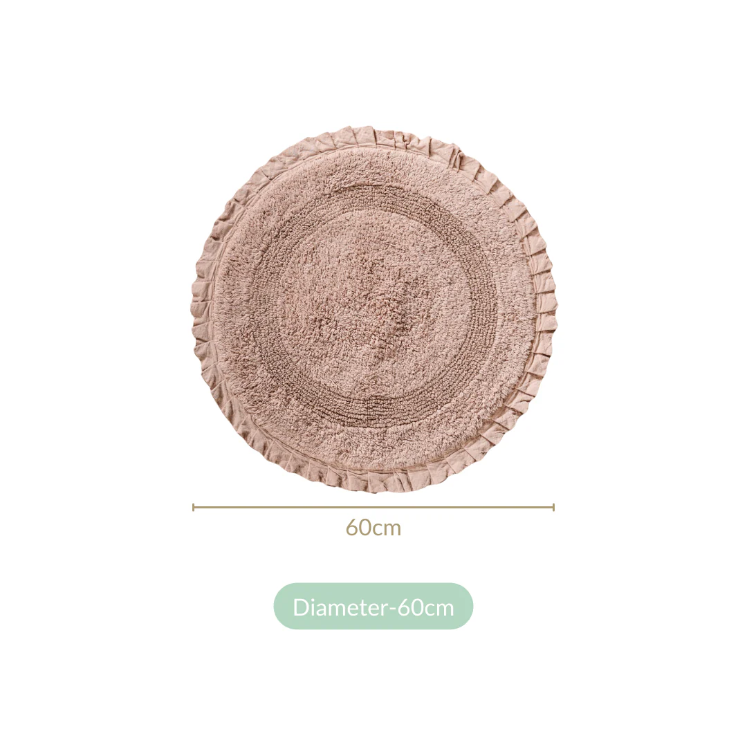 Set Of 2 Circular Frilled Cotton Floor Mats 23 Inch - Image 4