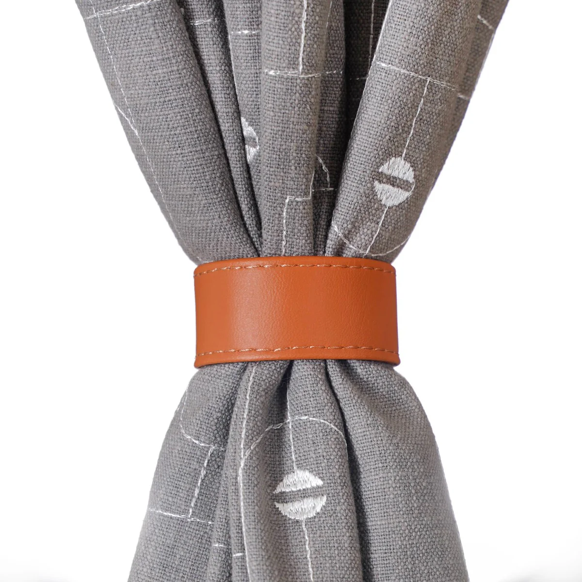 Set of 2 Embroidered Cotton Linen Curtain Grey 108x54 Inch - Image 9