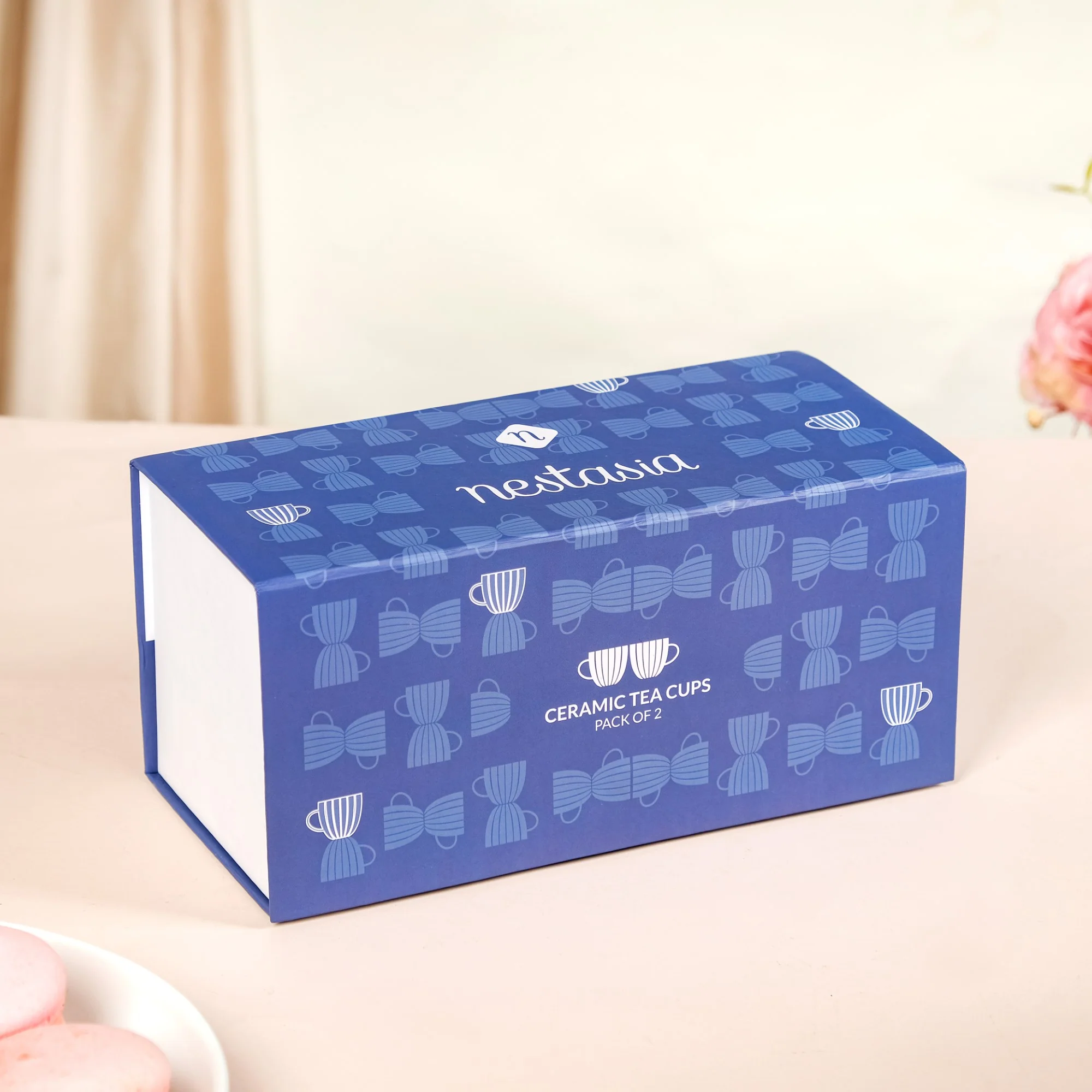 Set Of 2 Geometric Blue Gold Mugs With Gift Box 350ml - Image 10