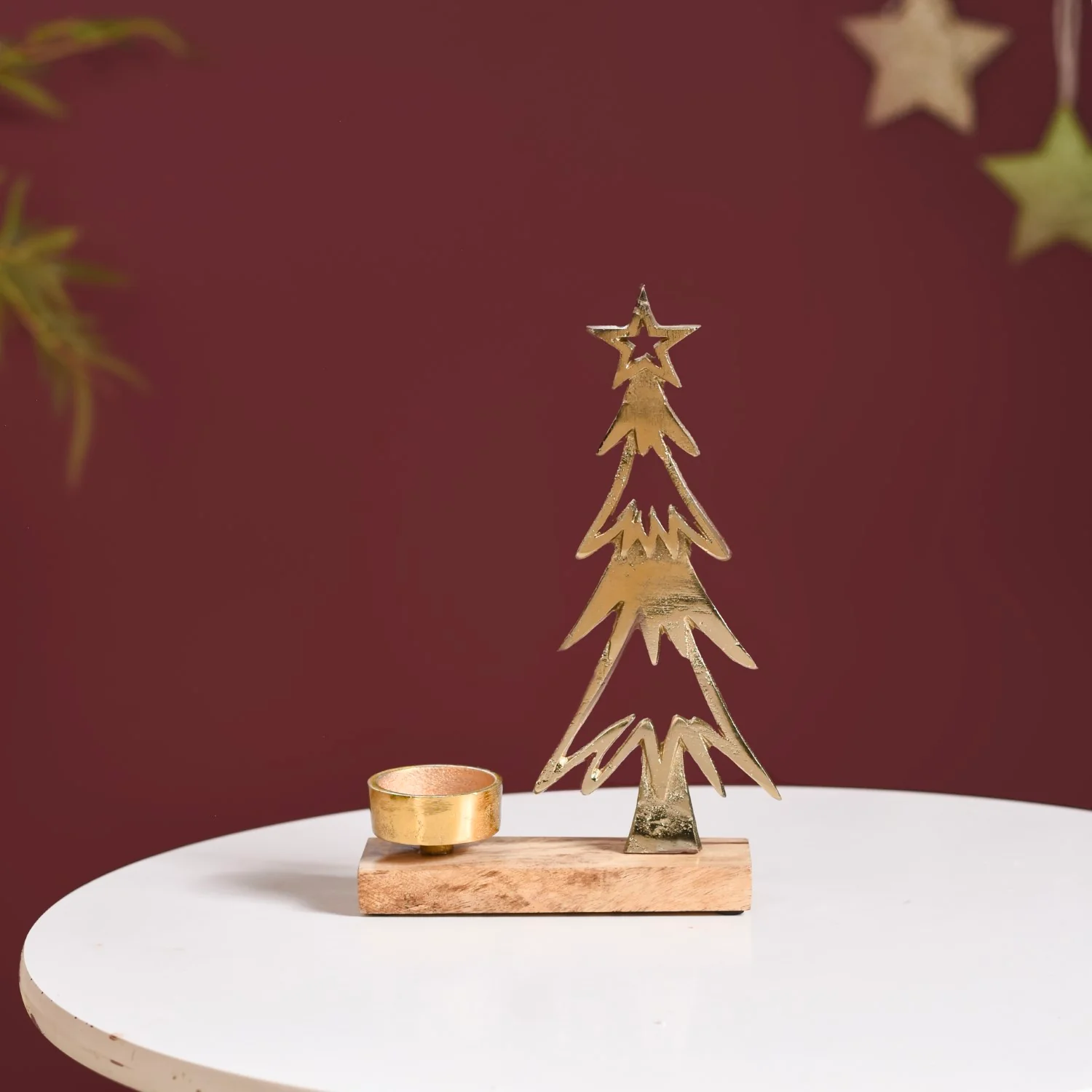 Set Of 2 Gold Tree Tea Light Holder - Image 5