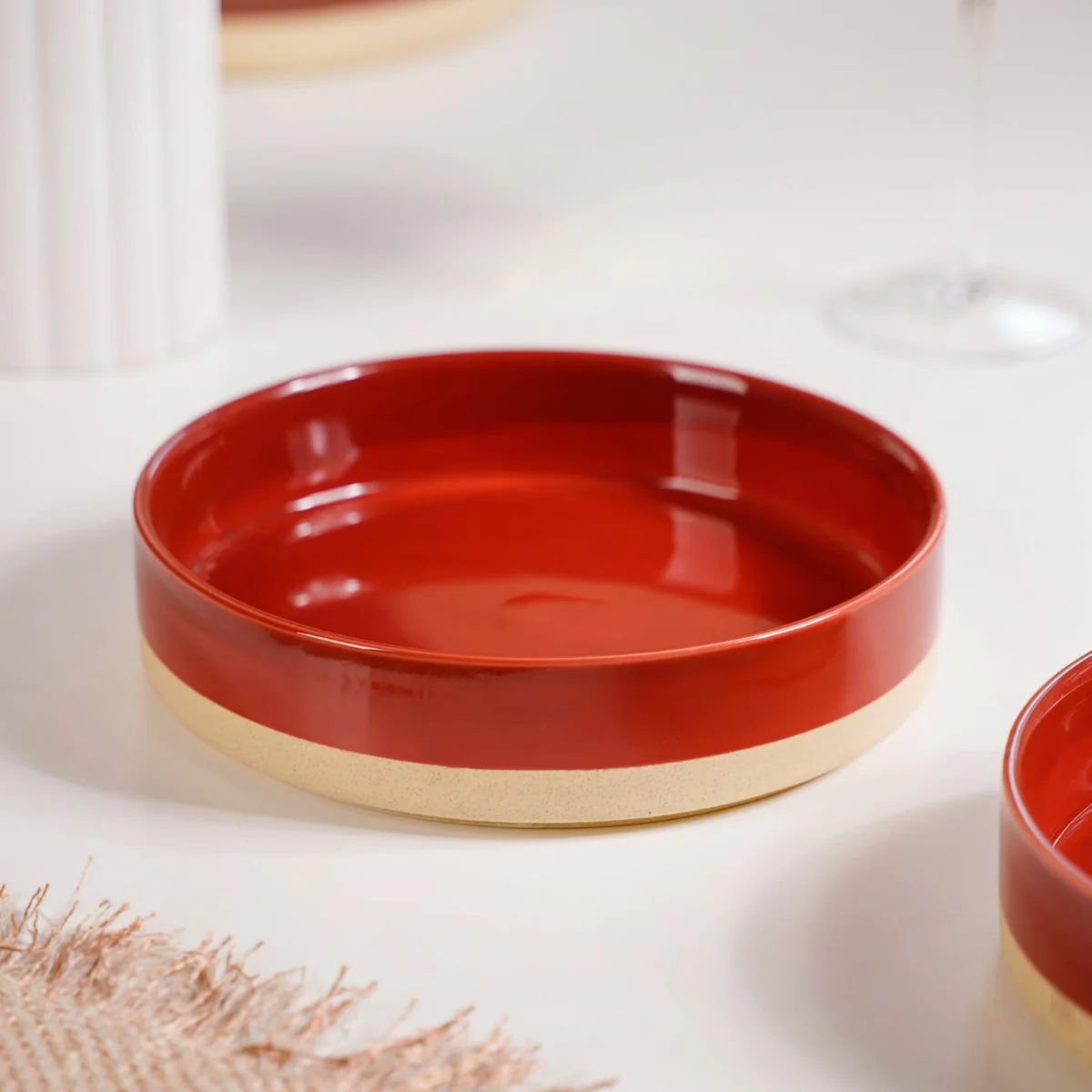Set Of 2 Large Amber Clay Serving Bowls 800ml - Image 8