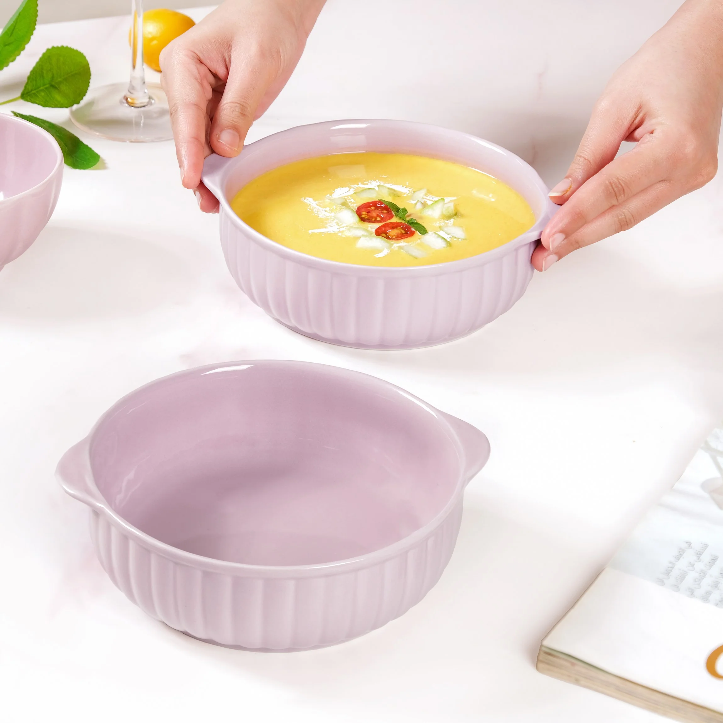Set Of 2 Lilac Ceramic Baking And Serving Dish 800ml - Image 2