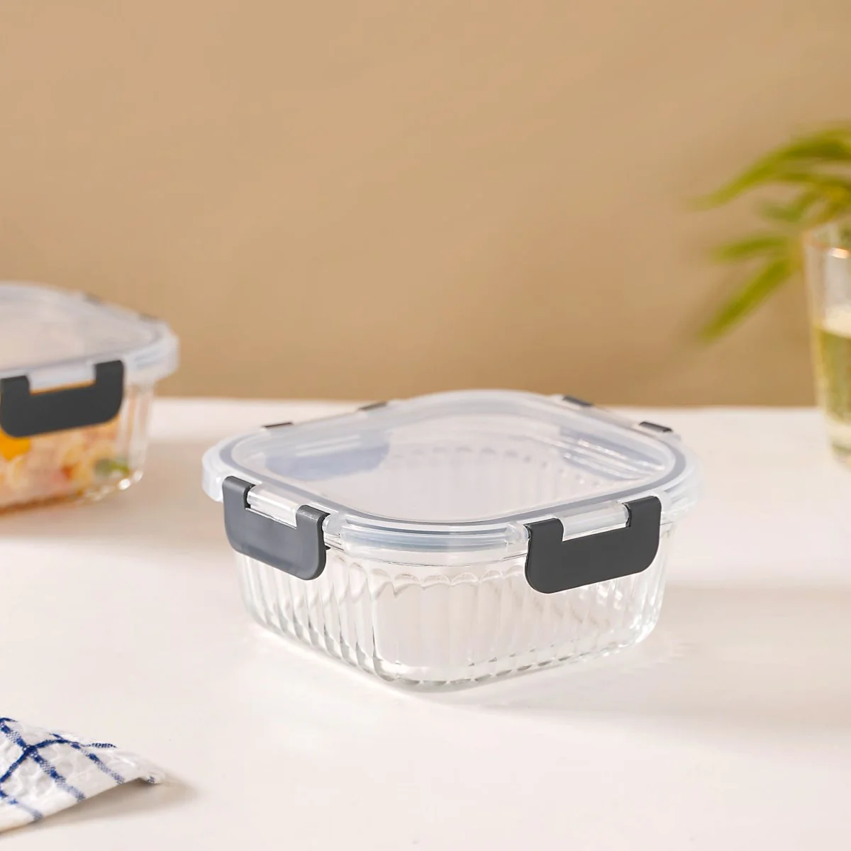 Set Of 2 Microwave Safe Glass Storage Food Containers 800ml - Image 7