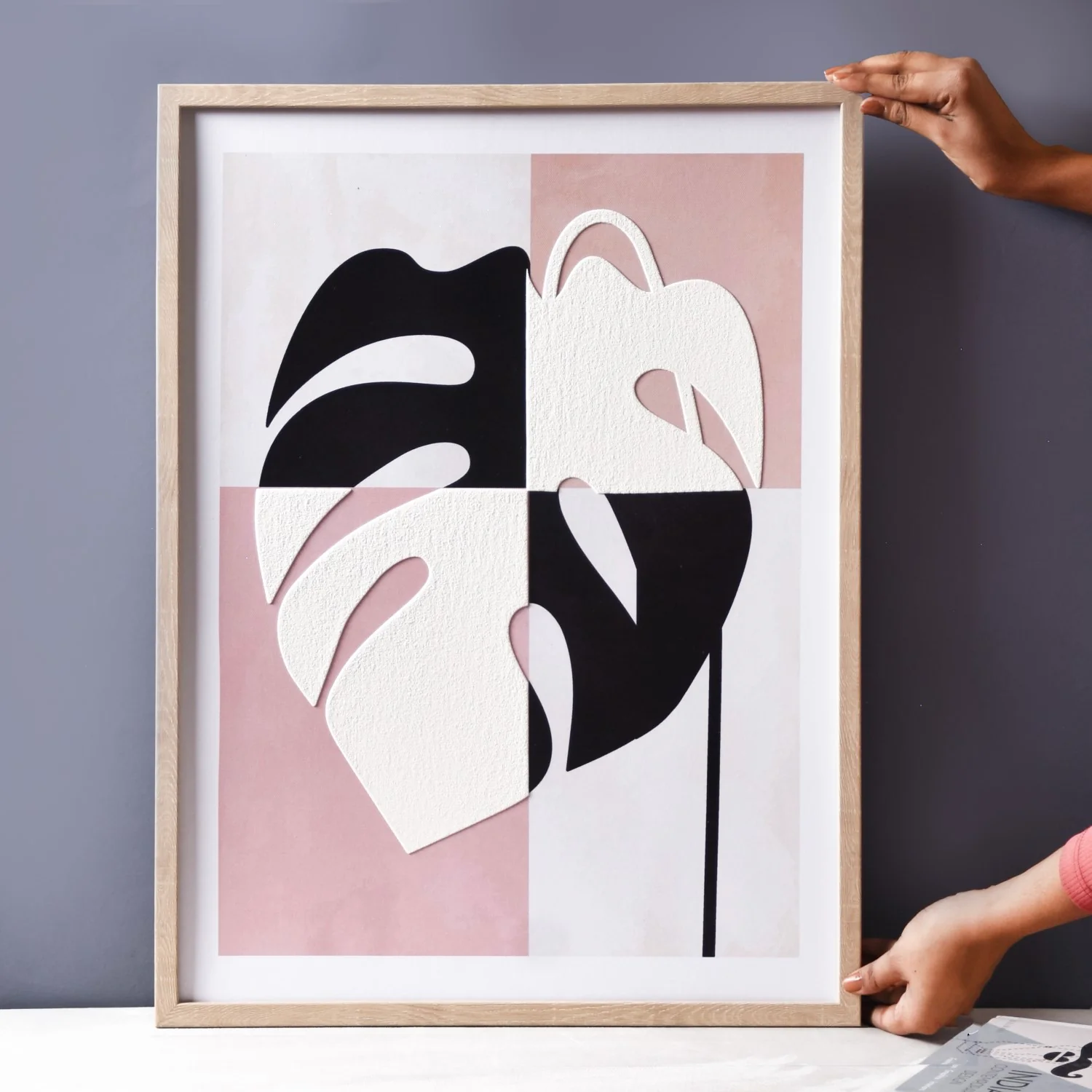 Set Of 2 Monstera Leaf Wall Art 23x17 Inch - Image 4