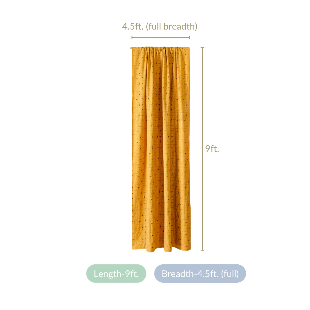 Set Of 2 Mustard Yellow Embroidered Long Curtain 108x54 Inch - Image 5