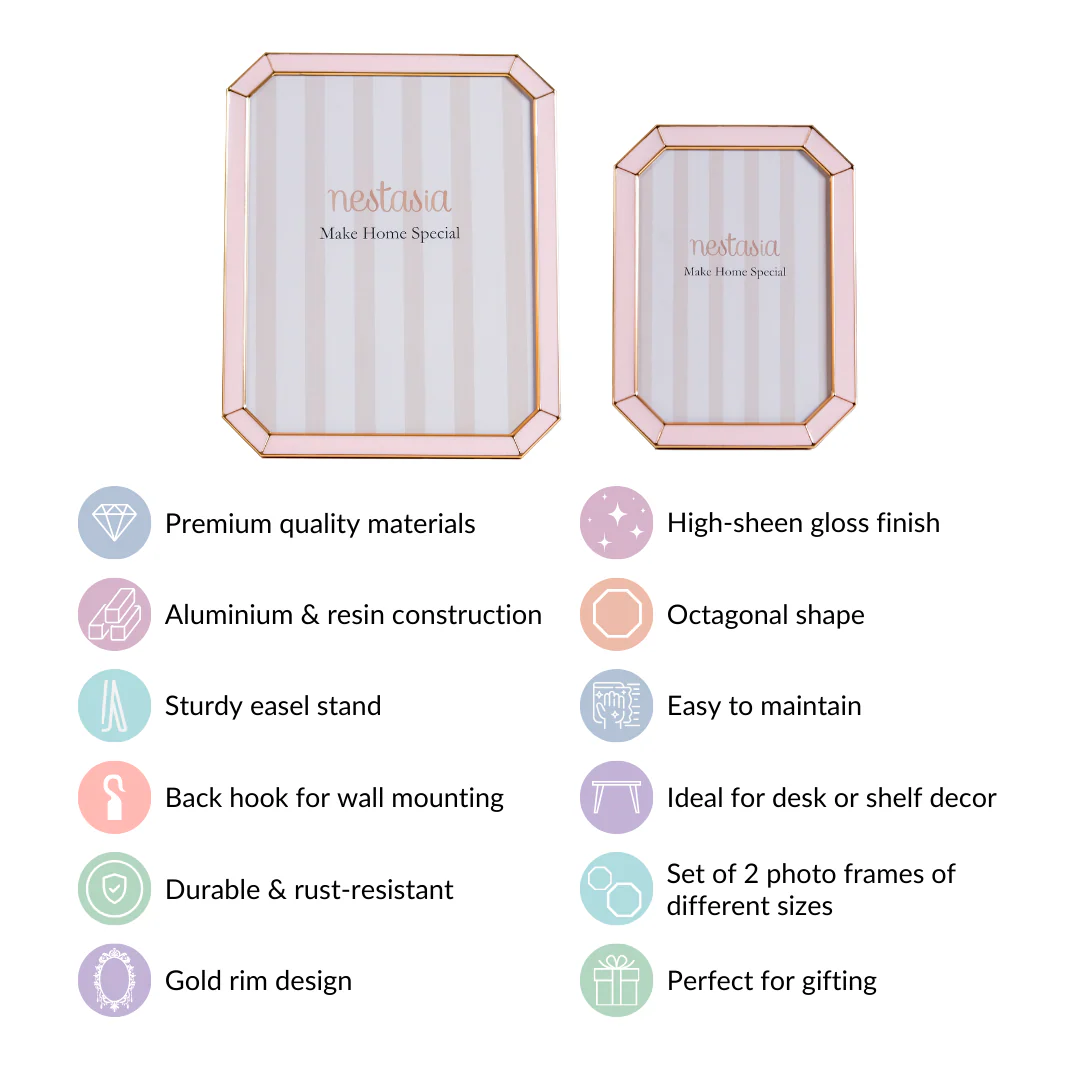 Set Of 2 Opulent Photo Frames Pink Gold - Image 5