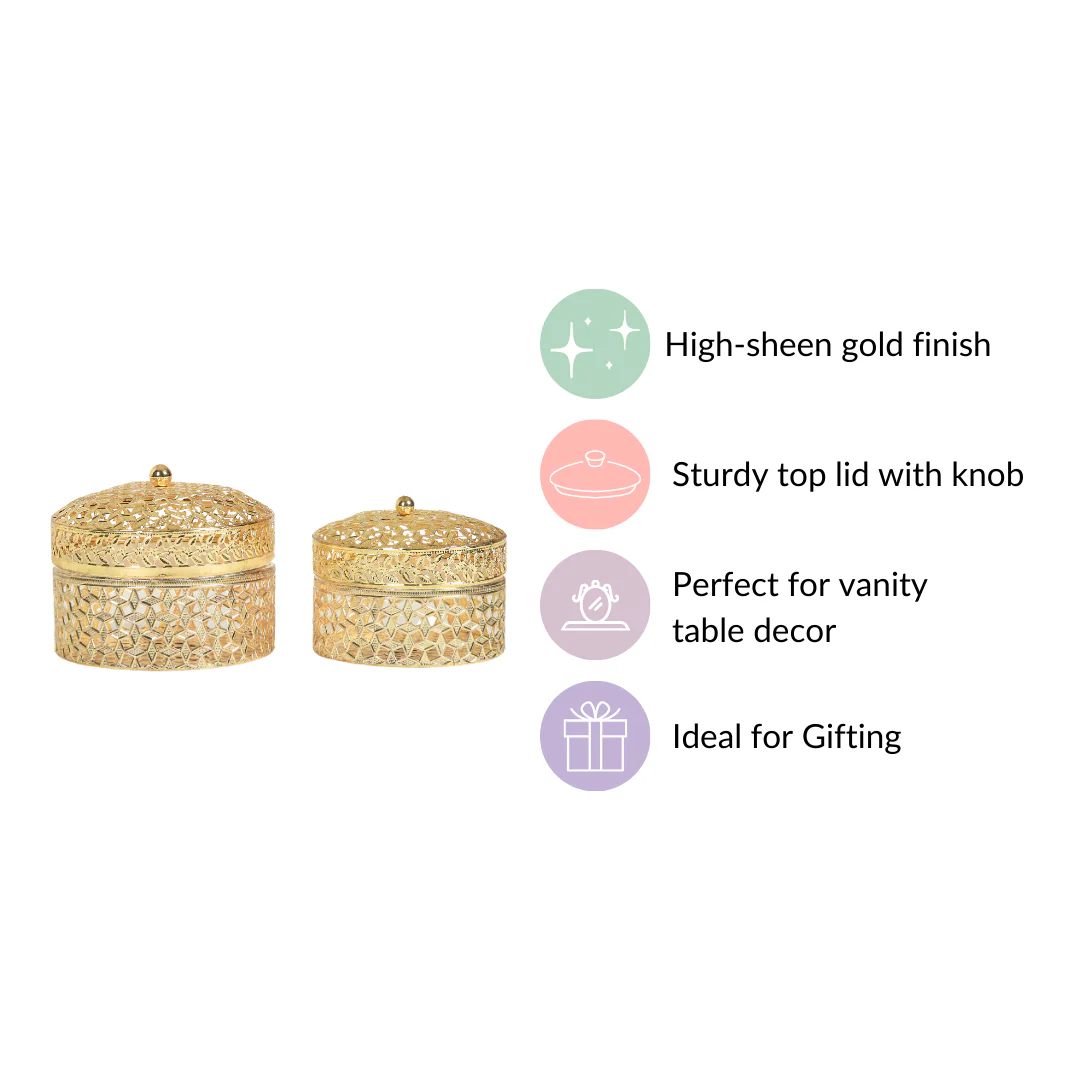 Set Of 2 Ornate Dry Fruit Box Gold - Image 7