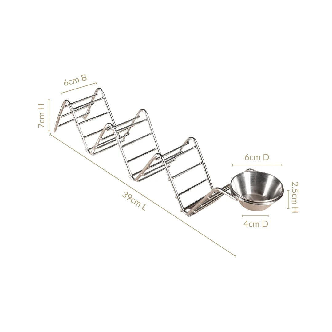 Set Of 2 Zig-Zag Stainless Steel Taco Holder With Dip Bowls - Image 4