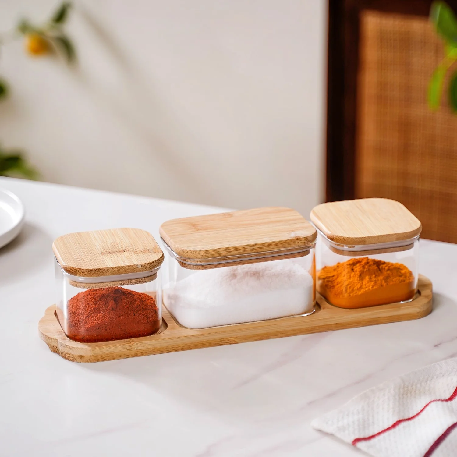 Set Of 3 Borosilicate Glass Snack Jars With Tray - Image 12