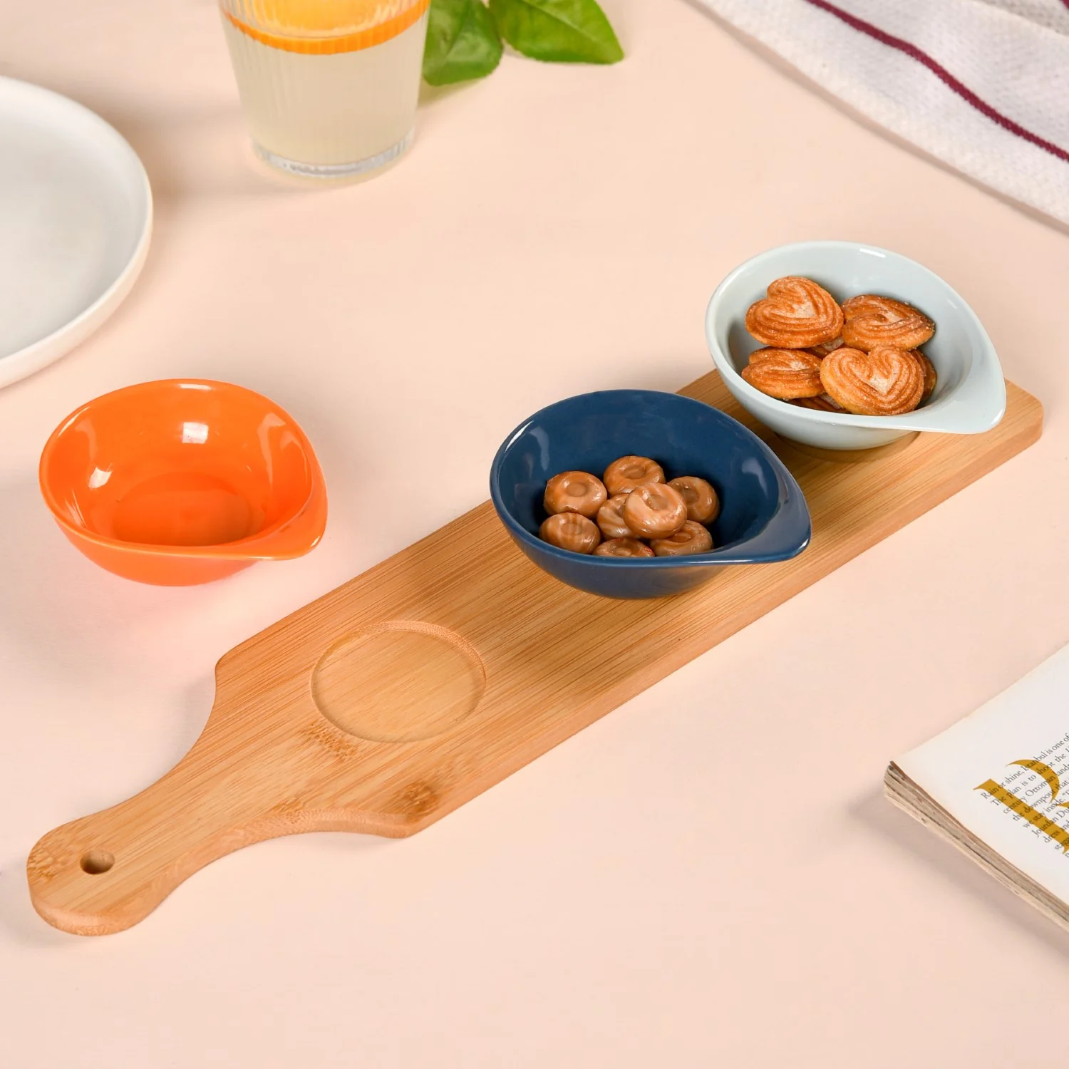 Set Of 3 Colourful Ceramic Bowls With Bamboo Tray 100ml - Image 10