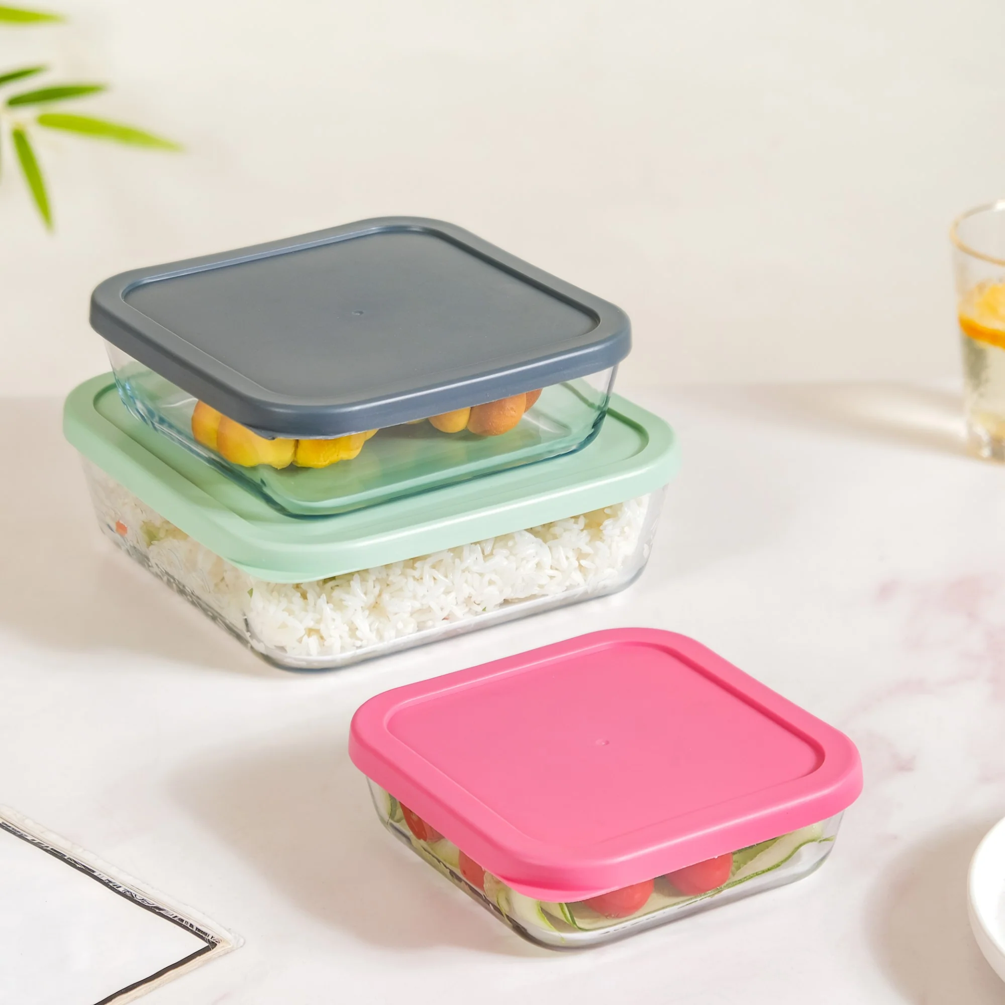 Set Of 3 Glass Container Box Nested - Image 2
