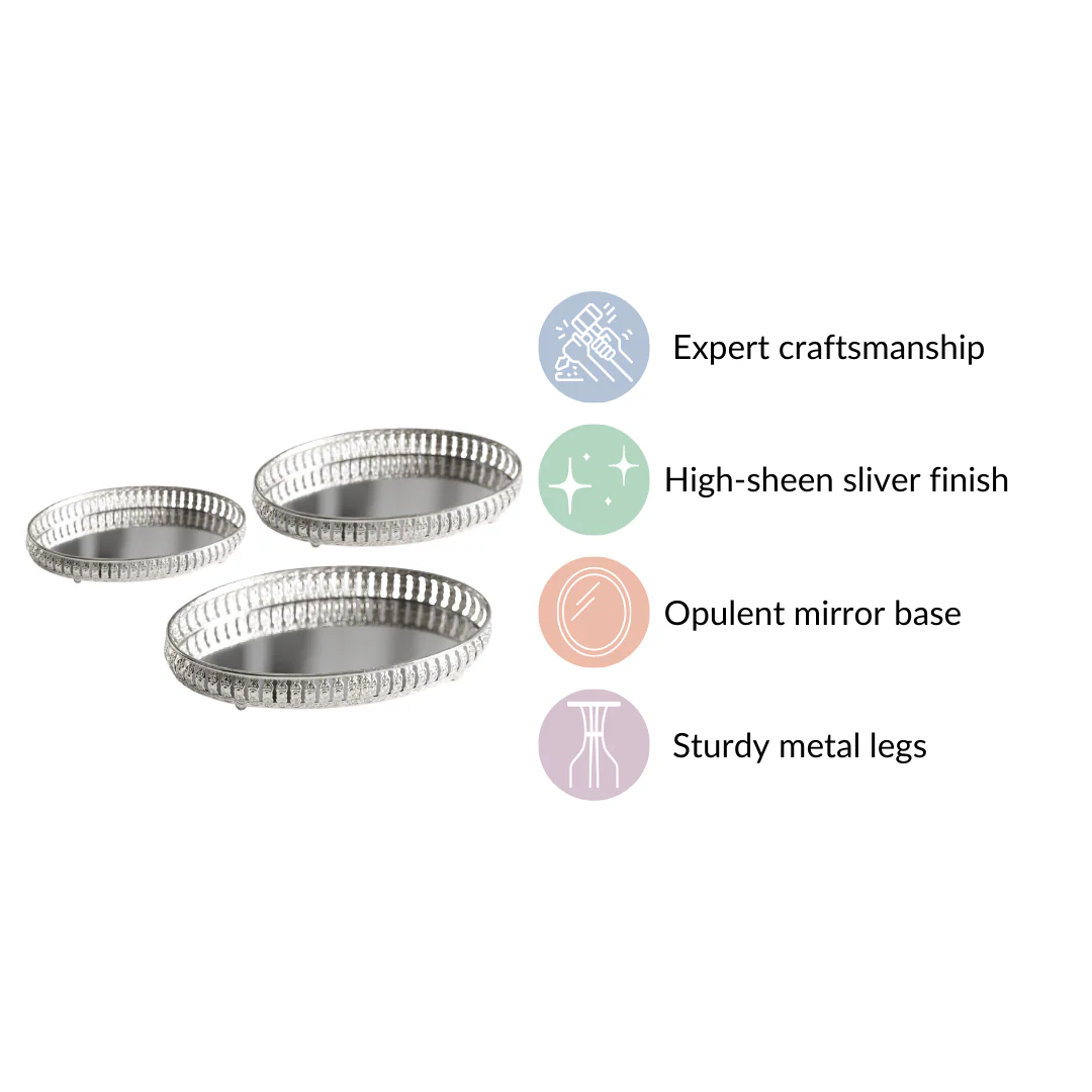 Set Of 3 Luxury Metal Tray Silver - Image 7