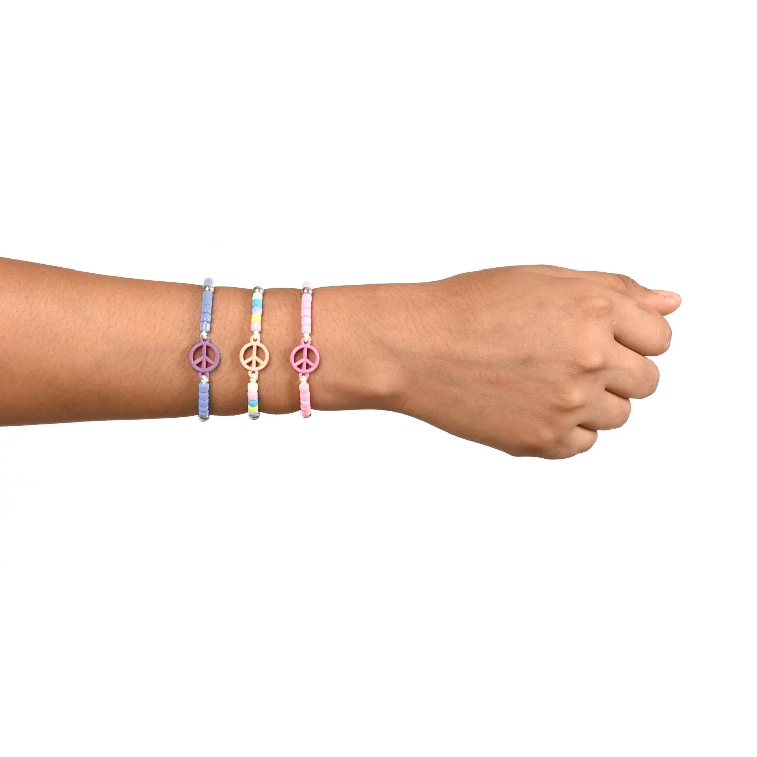 Set Of 3 Peace Symbol Colourful Bracelet - Image 2