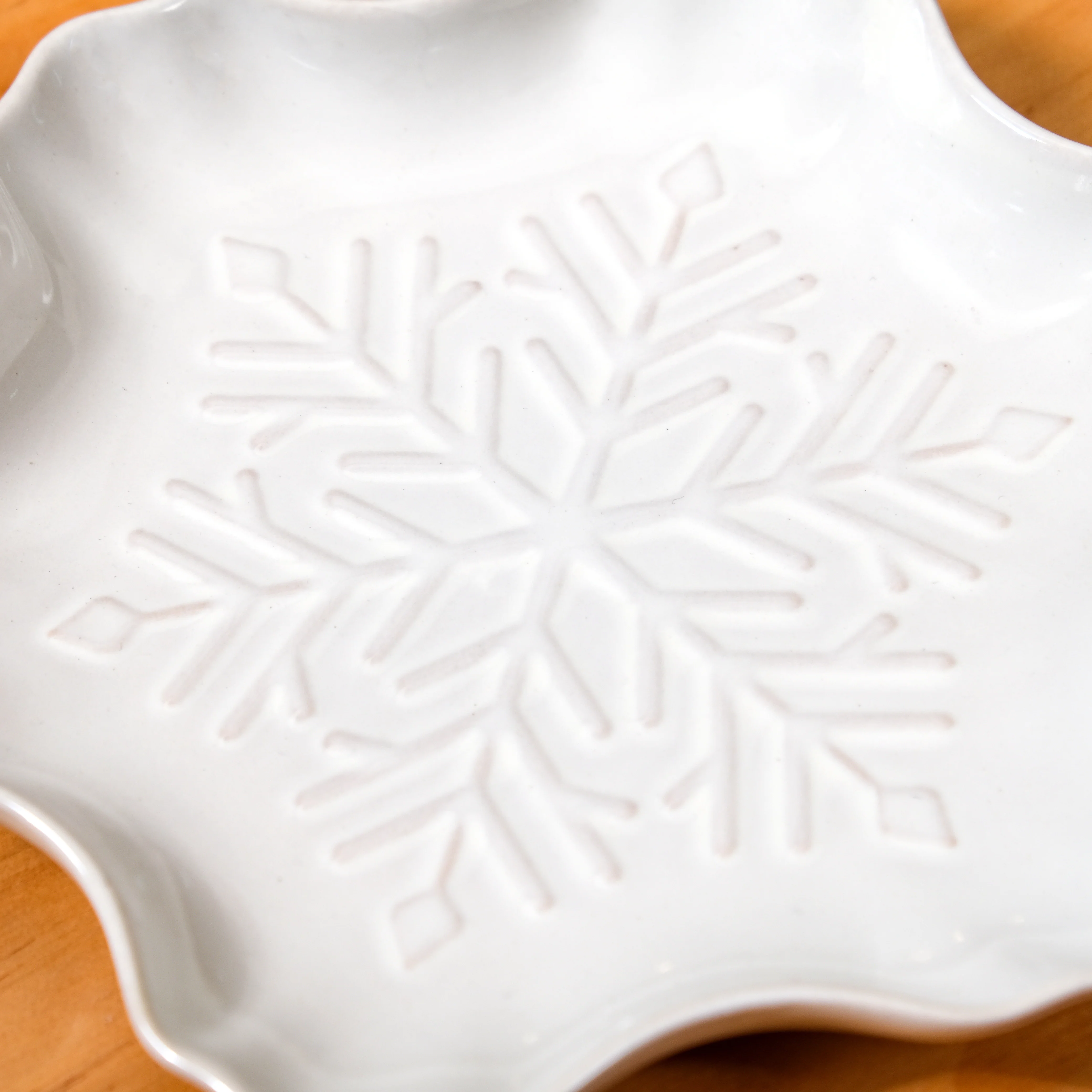 Set Of 3 Snowflake Ceramic Snack Plates - Image 9