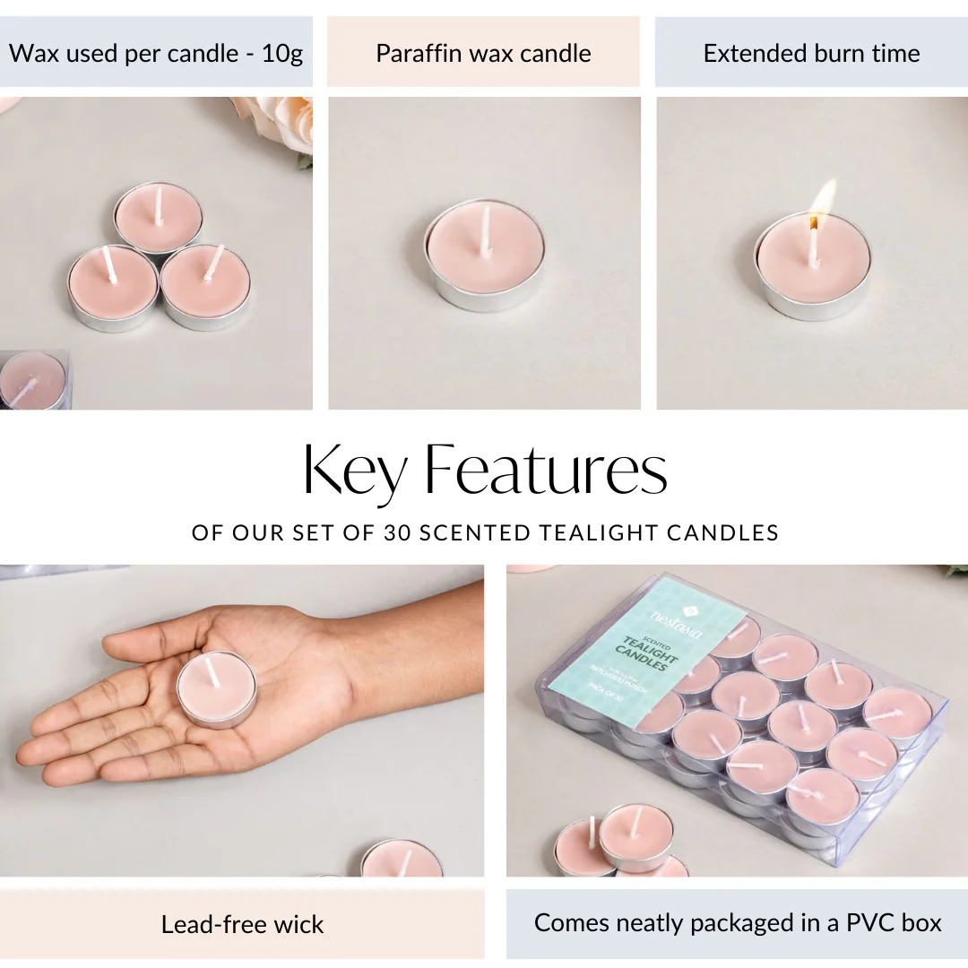 Set of 30 Patchouli Punch Aromatic Tealight Candles For Diffuser - Image 5
