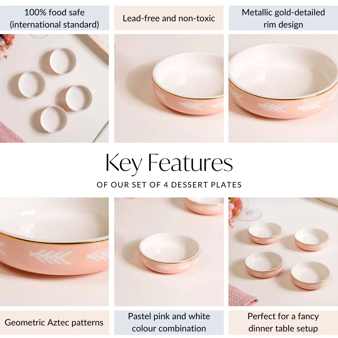 Set Of 4 Azo Dessert Plates Pink - Image 4