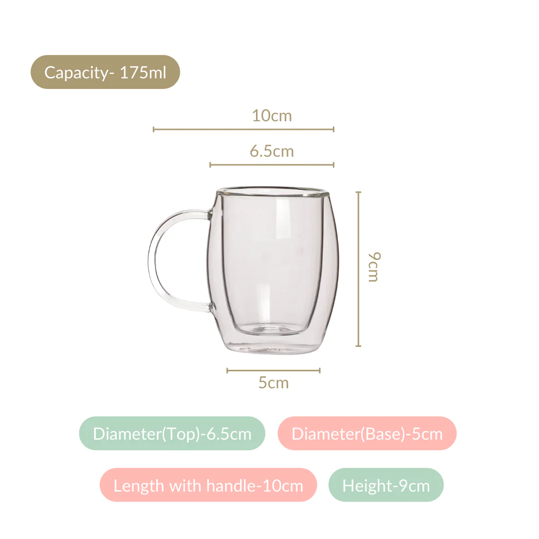 Set Of 4 Double Wall Glass Mugs 175ml - Image 4