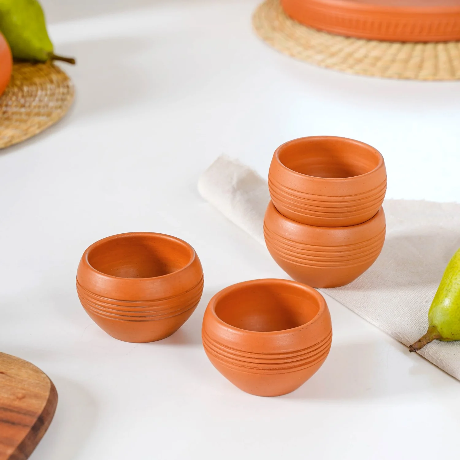 Set Of 4 Earthen Clay Terracotta Small Bowls 150ml - Image 2