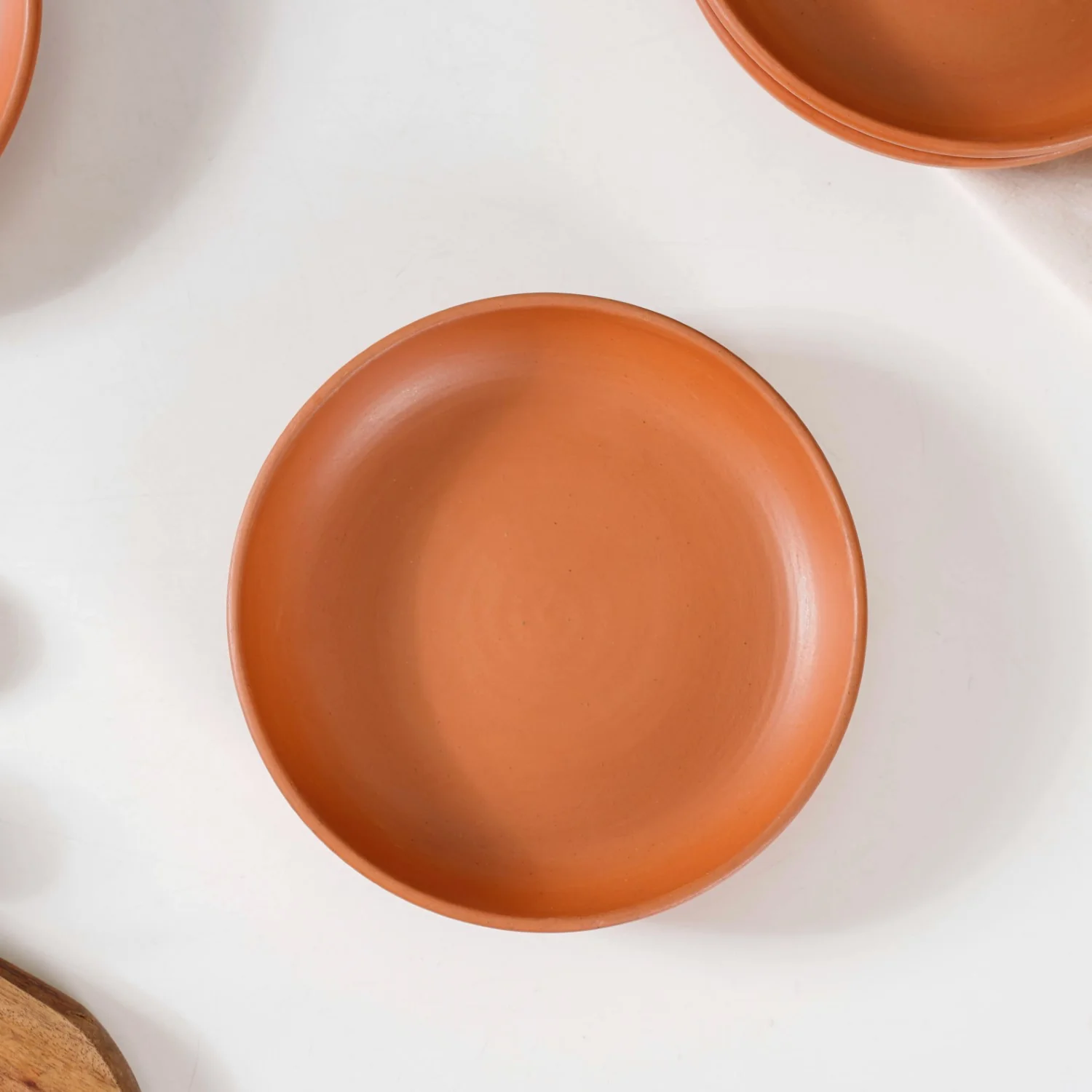 Set Of 4 Earthen Terracotta Snack Plates 7 Inch - Image 6
