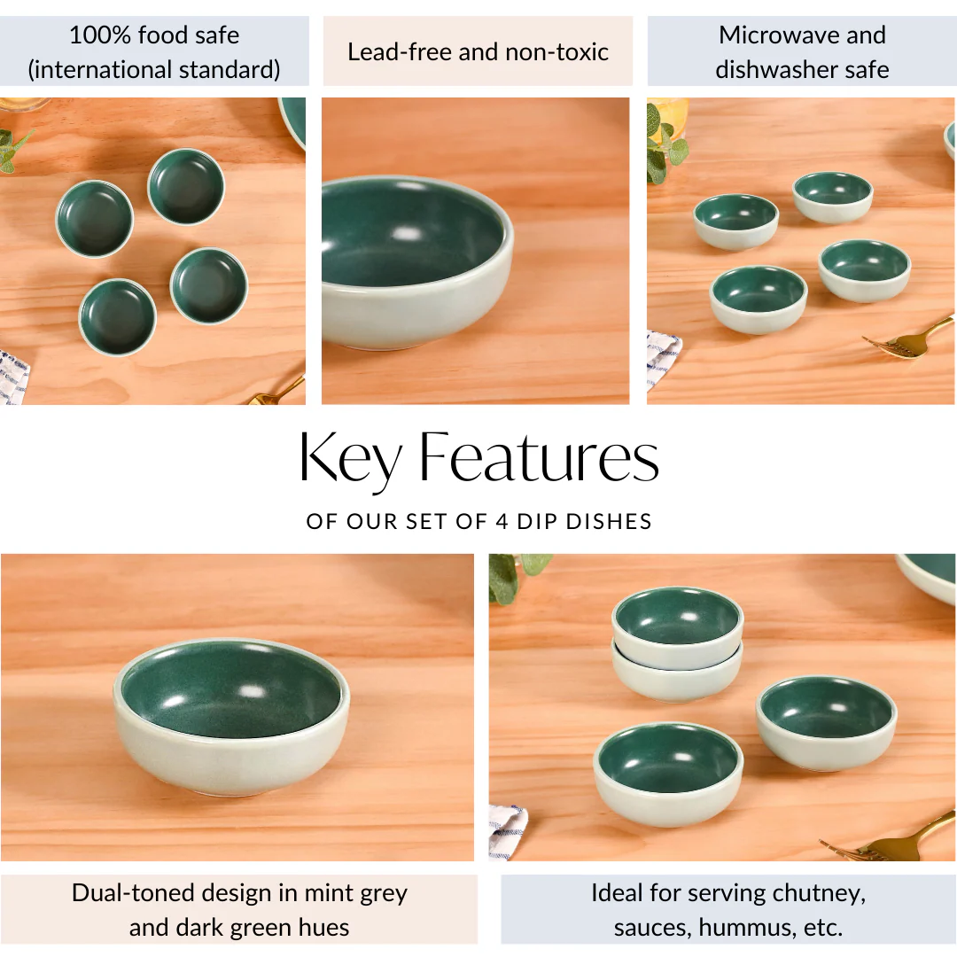 Set Of 4 Green Zoella Dip Dishes 100ml - Image 4
