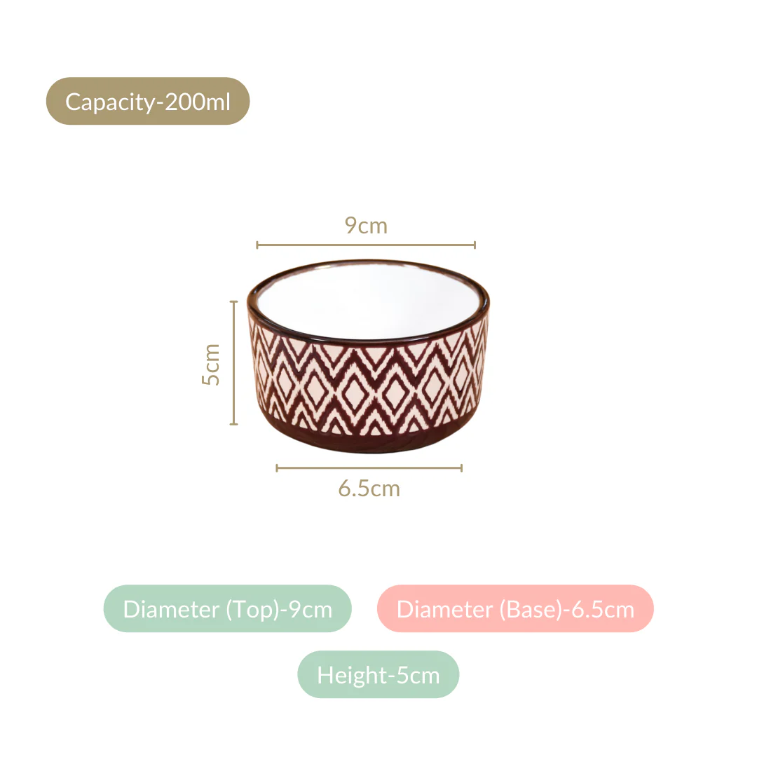 Set Of 4 Kaleido Ceramic Small Bowl For Nuts Brown 200ml - Image 4