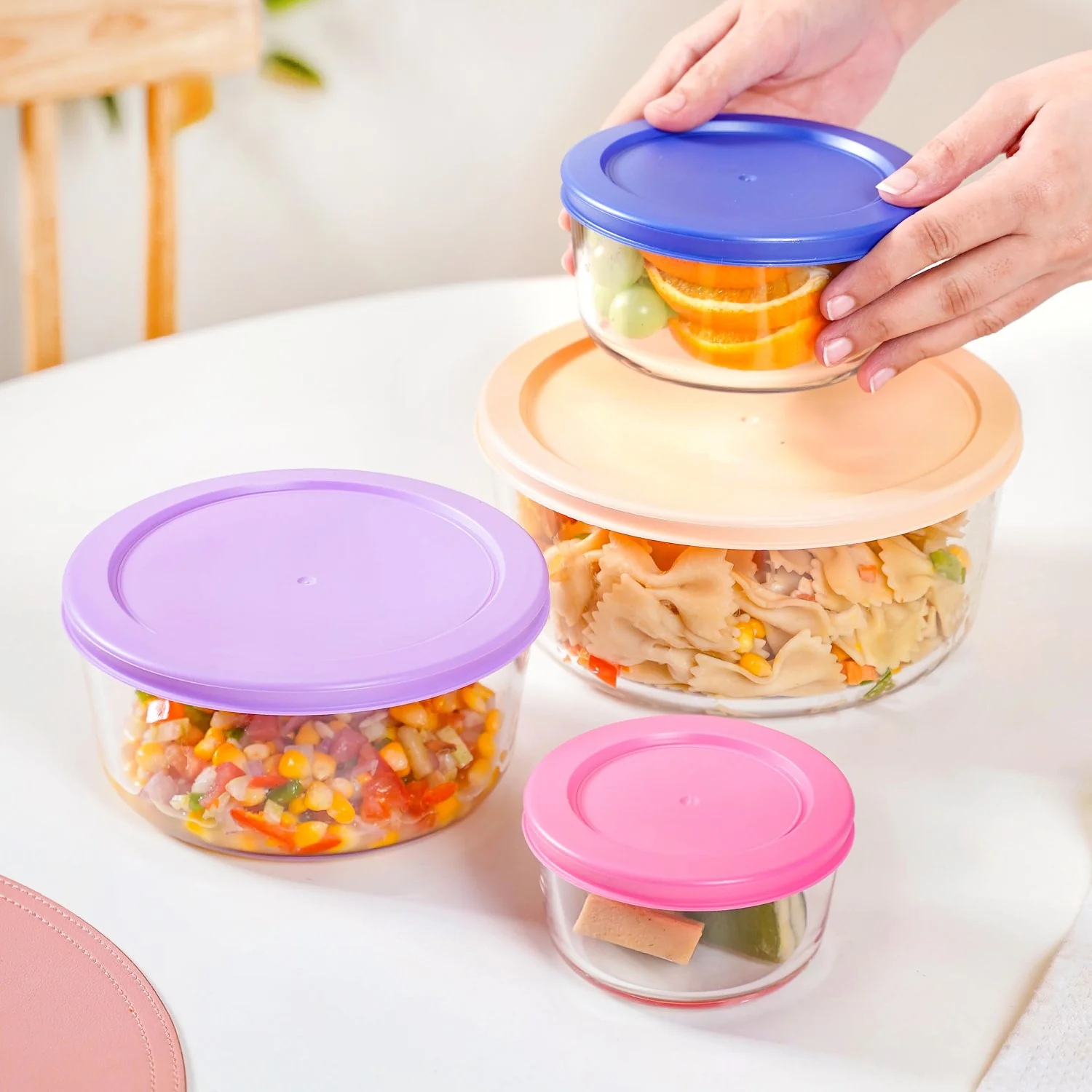 Set Of 4 Round Nested Transparent Glass Containers S 230ml M 460ml L 950ml XL 1650ml - Image 2