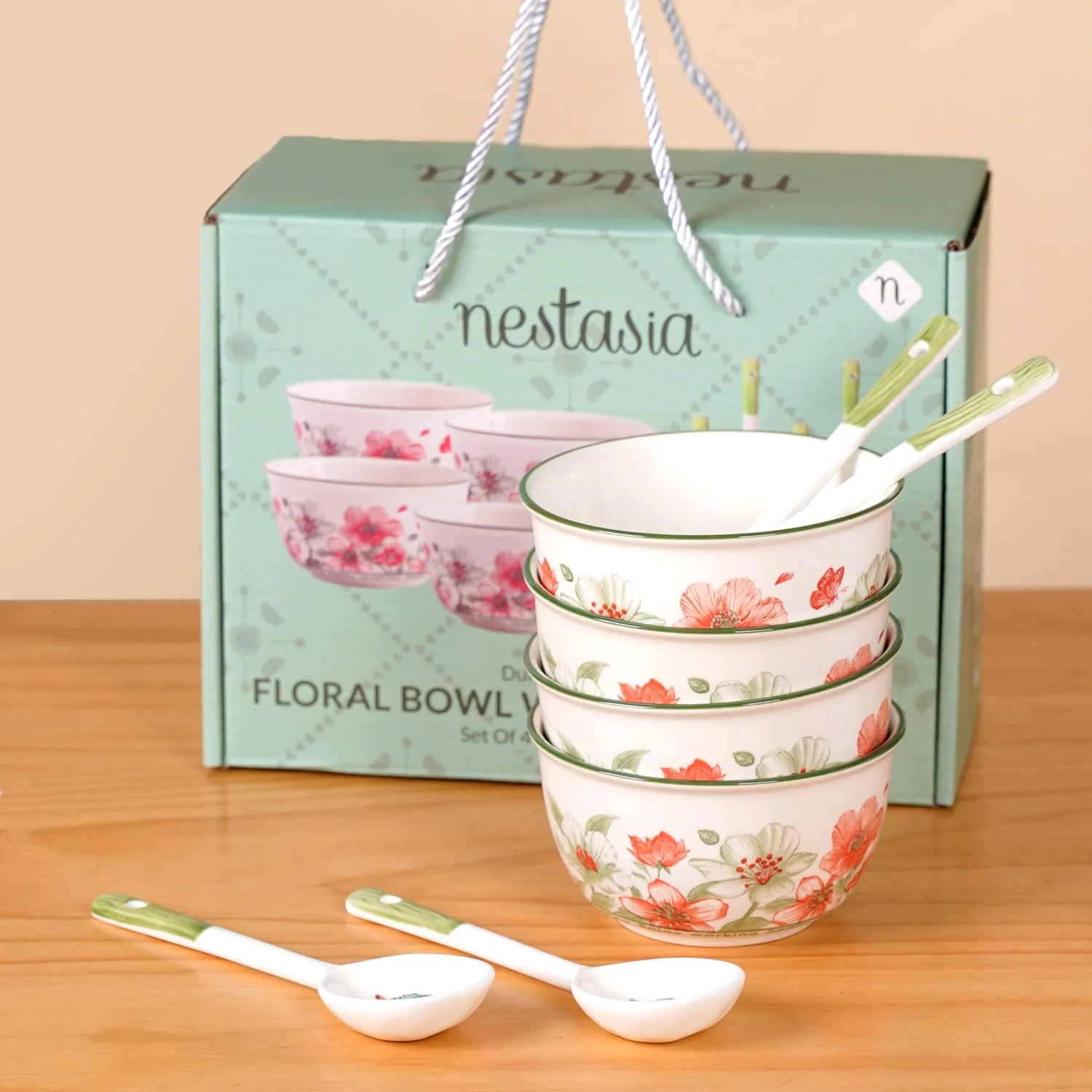 Set Of 4 Verona Soup Bowls With Spoons 400ml - Image 3