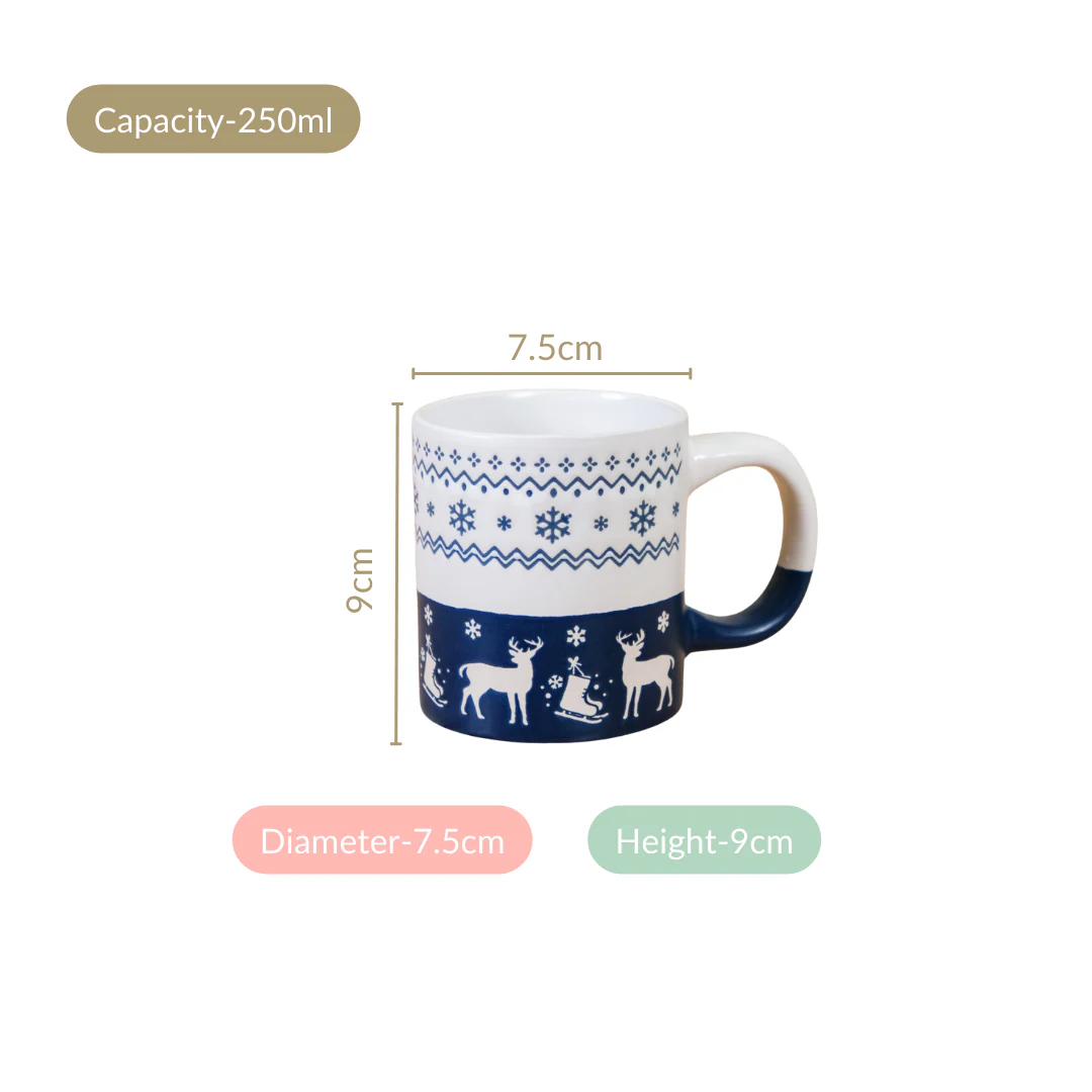 Set Of 4 Winter Wonderland Ceramic Coffee Mug 250ml - Image 4