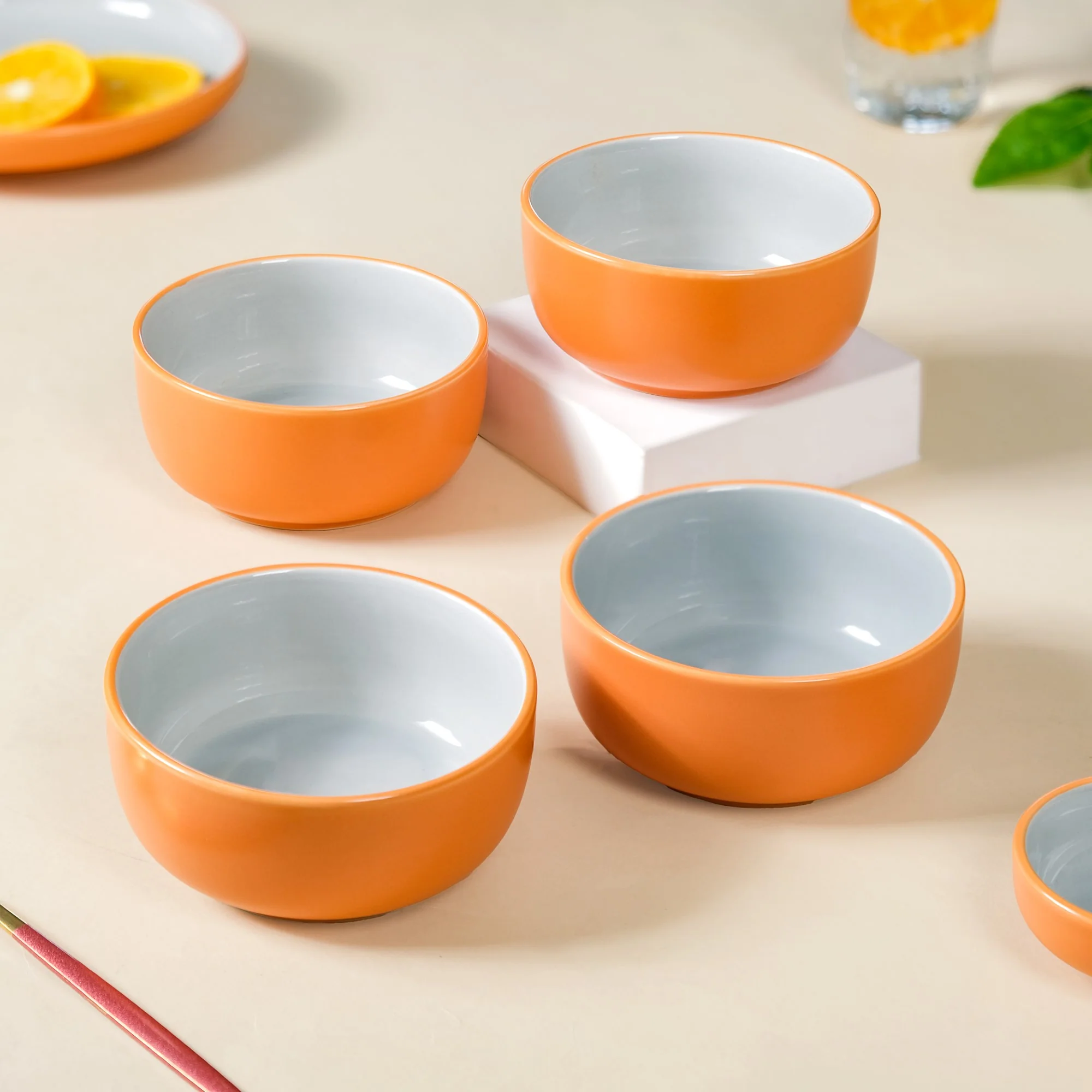 Set Of 4 Zoella Snack Bowls Orange 250ml