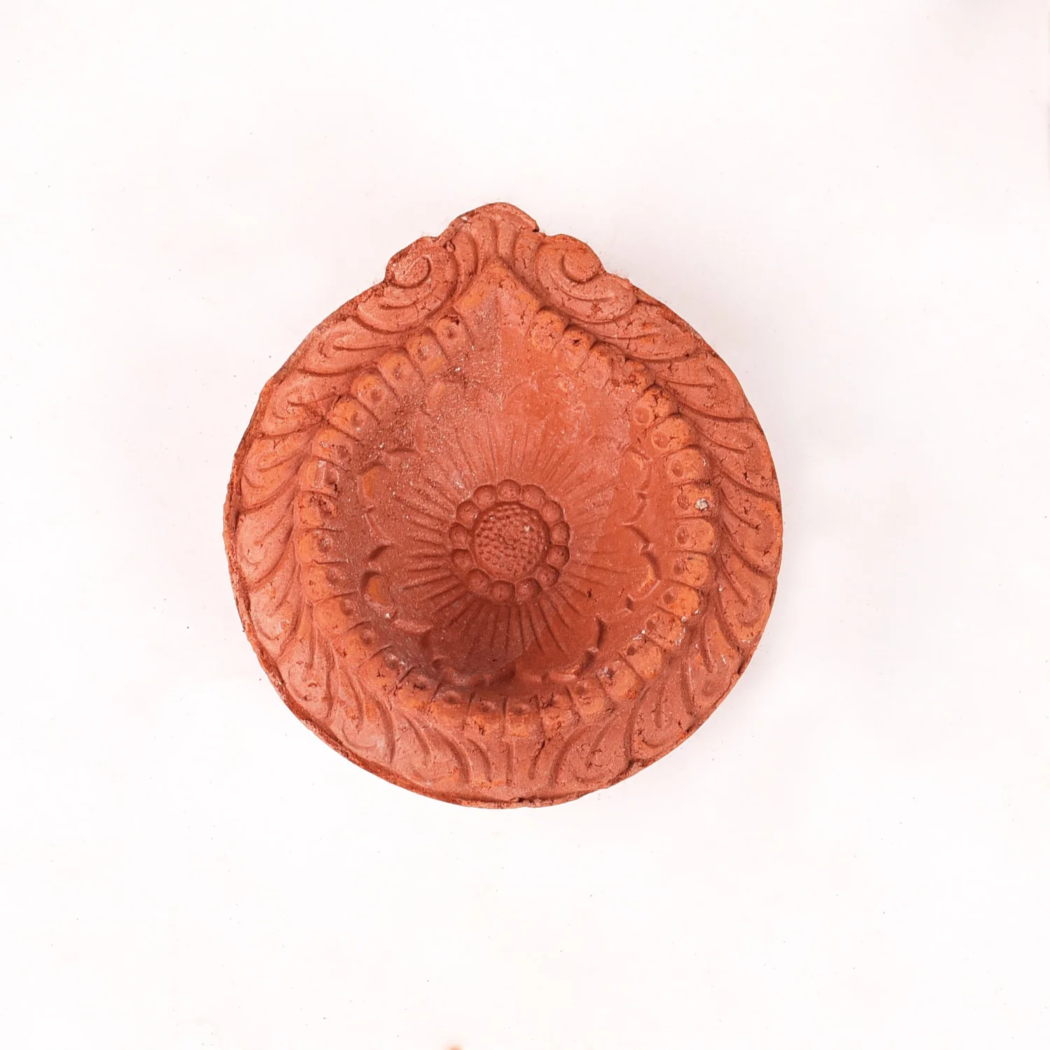 Set Of 48 Flower Motif Carved Earthen Clay Diyas - Image 2