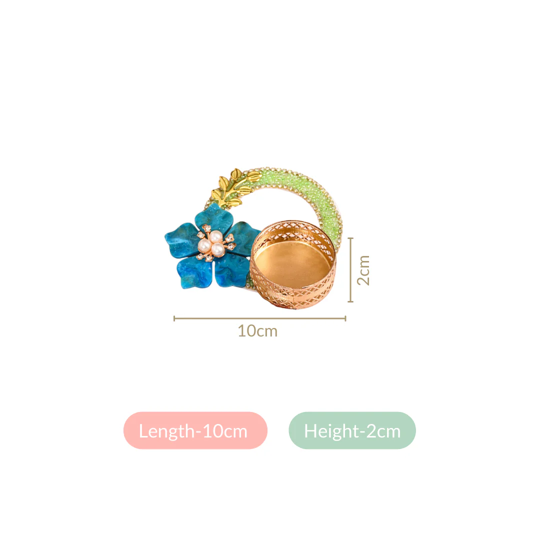 Set Of 6 Floral Ring Tea Light Holders - Image 4