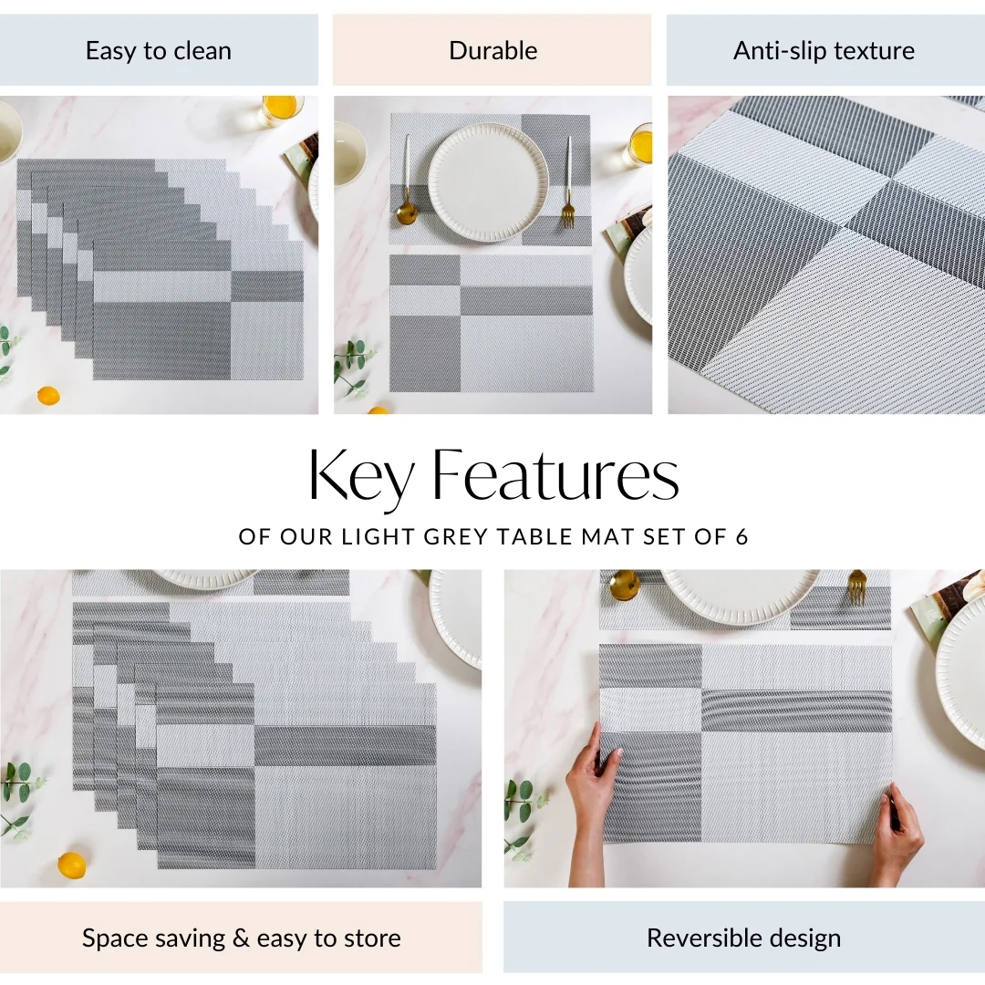 Set Of 6 Light Grey Table Mat - Image 5