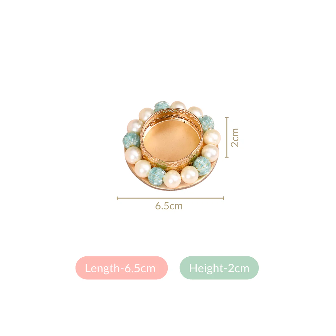 Set Of 6 Metal Tea Light Holders With Faux Pearls - Image 4