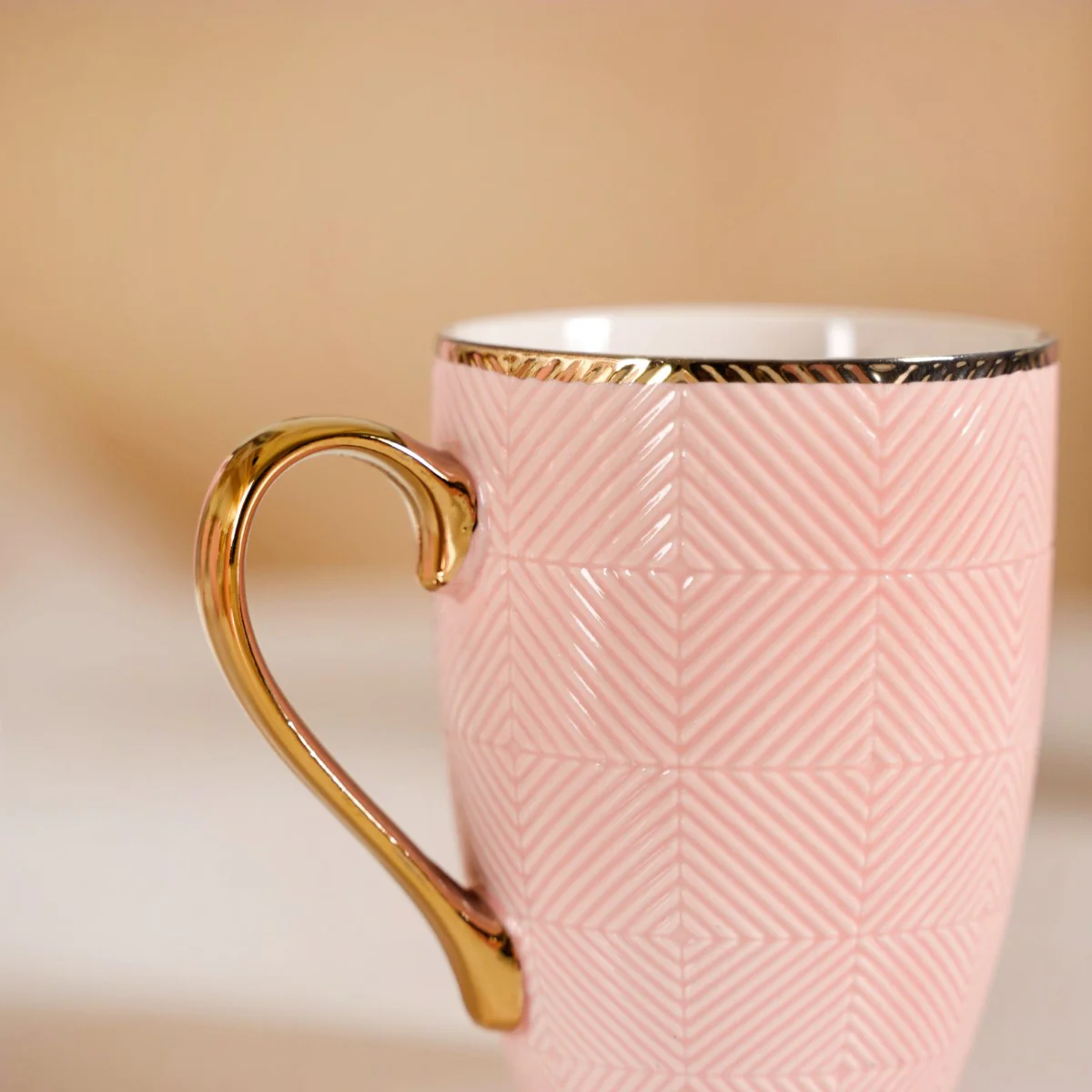 Set of 6 Pink Geometric Design Mug 330ml - Image 9
