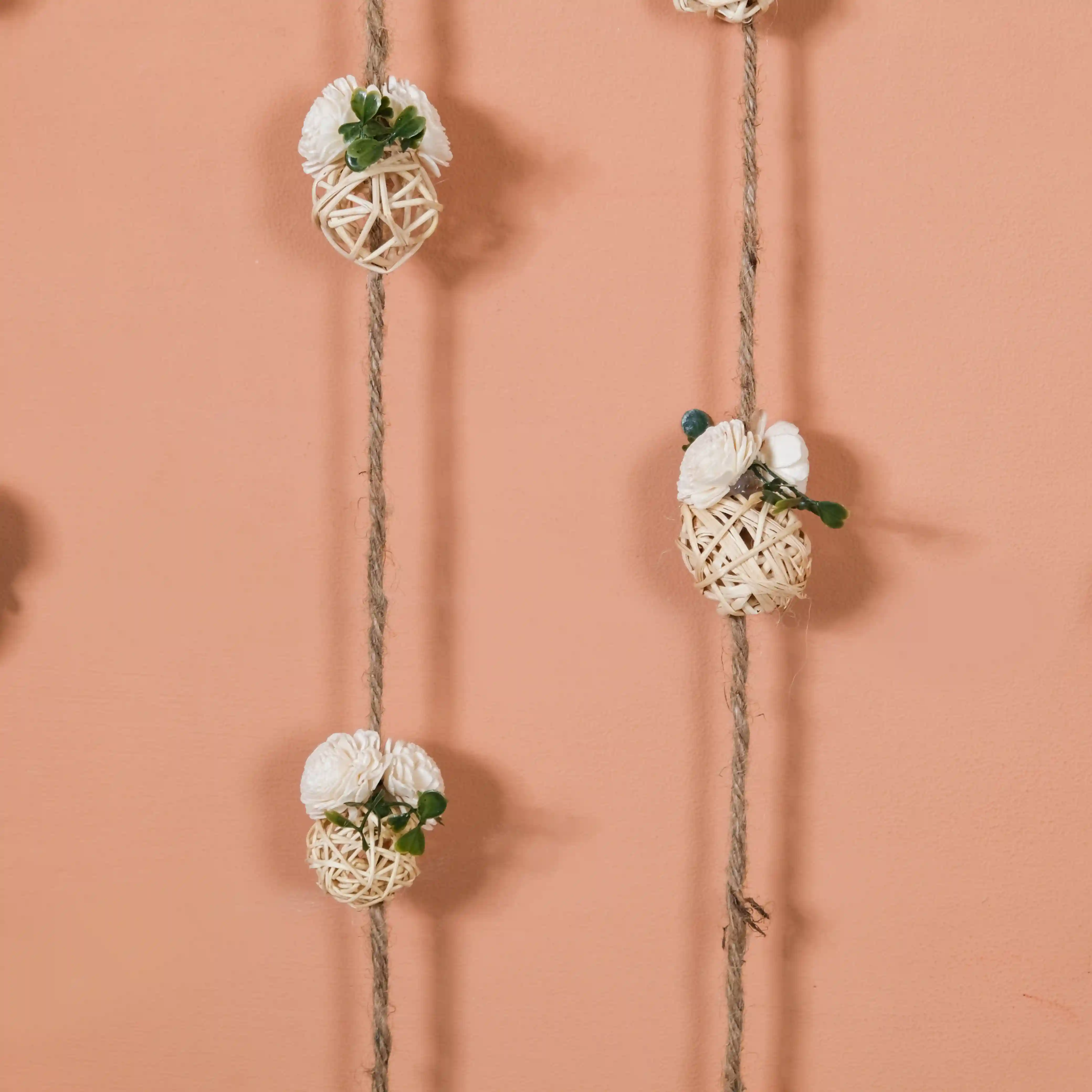 Set Of 6 Shola Flower Wall Hanging White Eco-Friendly Handmade - Image 7