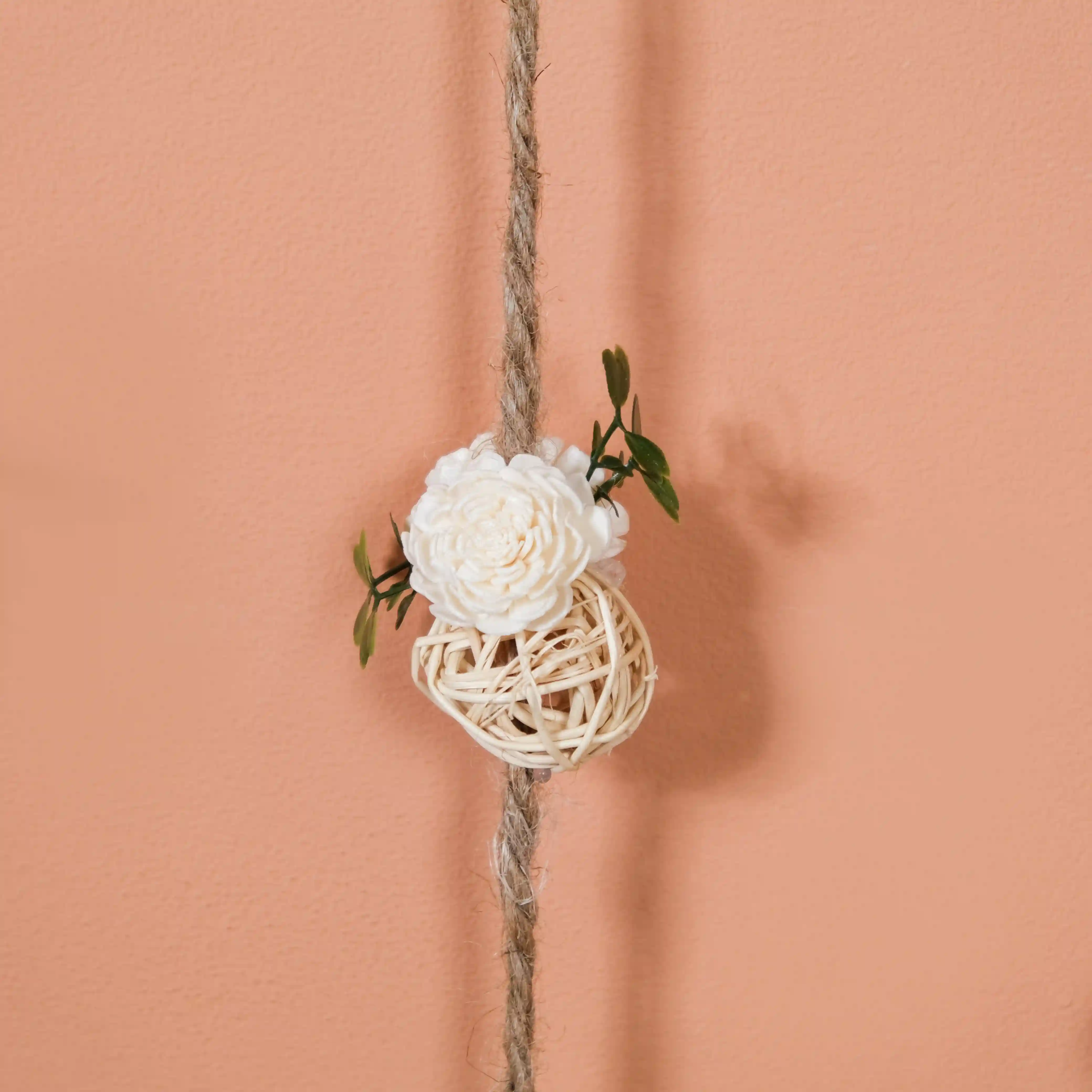 Set Of 6 Shola Flower Wall Hanging White Eco-Friendly Handmade - Image 9