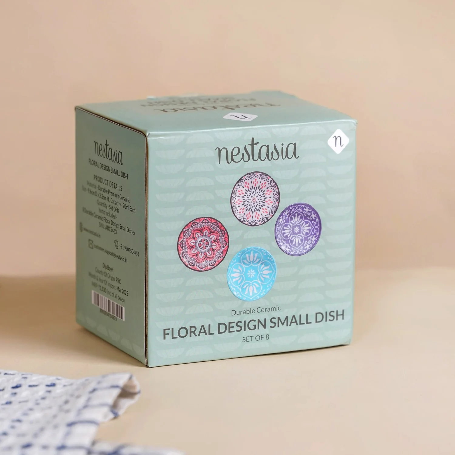 Set Of 8 Floral Mandala Small Ceramic Bowls 70ml - Image 12