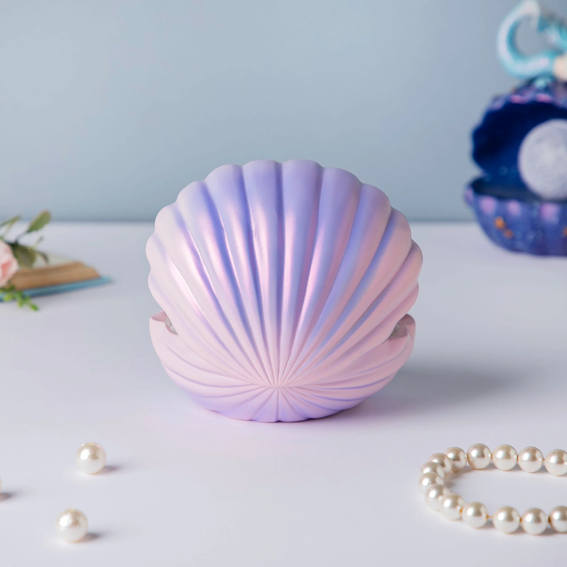 Shell And Mermaid Resin Lamp Decor Pink - Image 5