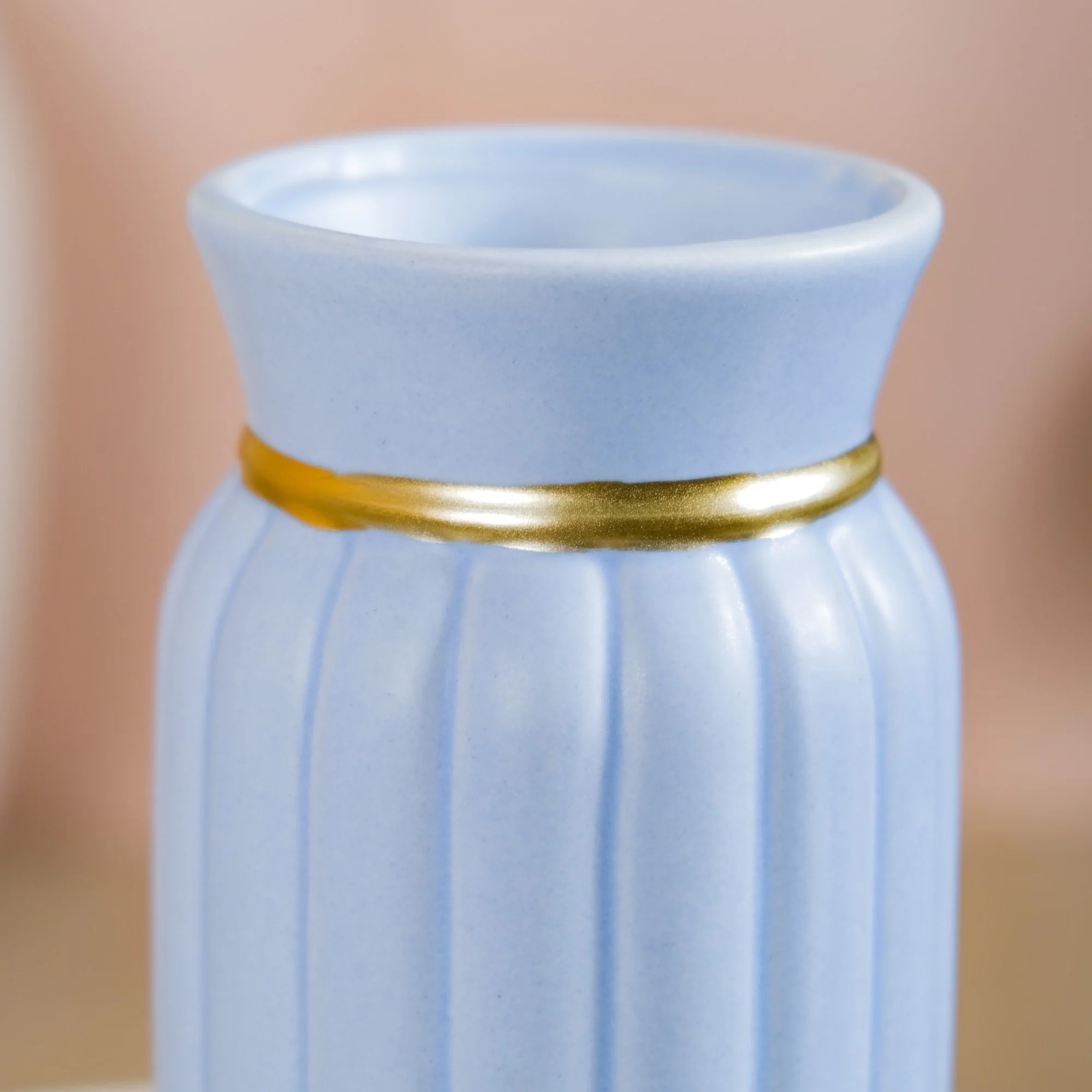 Short Ceramic Vase For Home Decoration Blue - Image 7