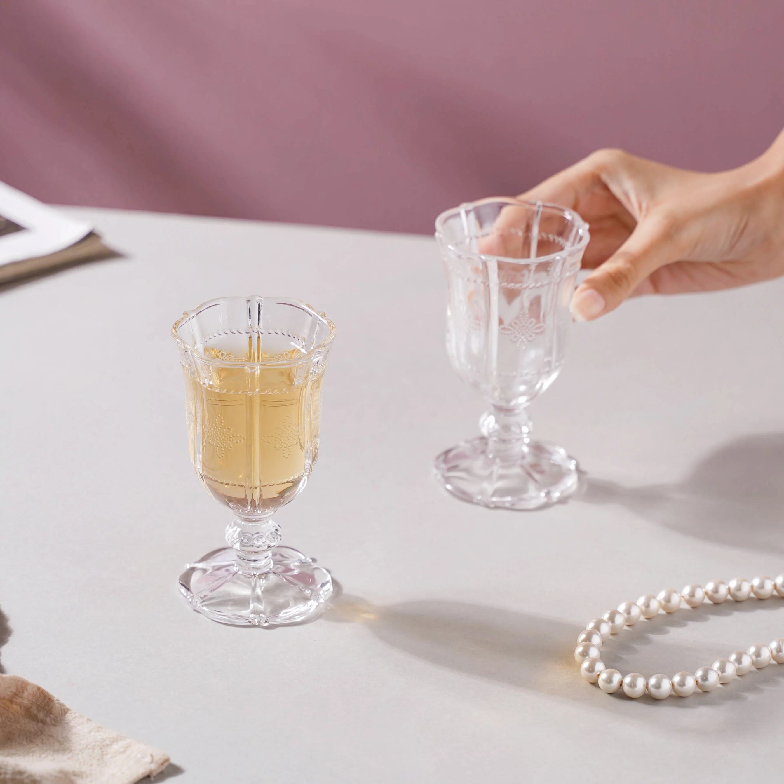 Dainty Stemmed Dessert Wine Glass Set of 2 - Image 2