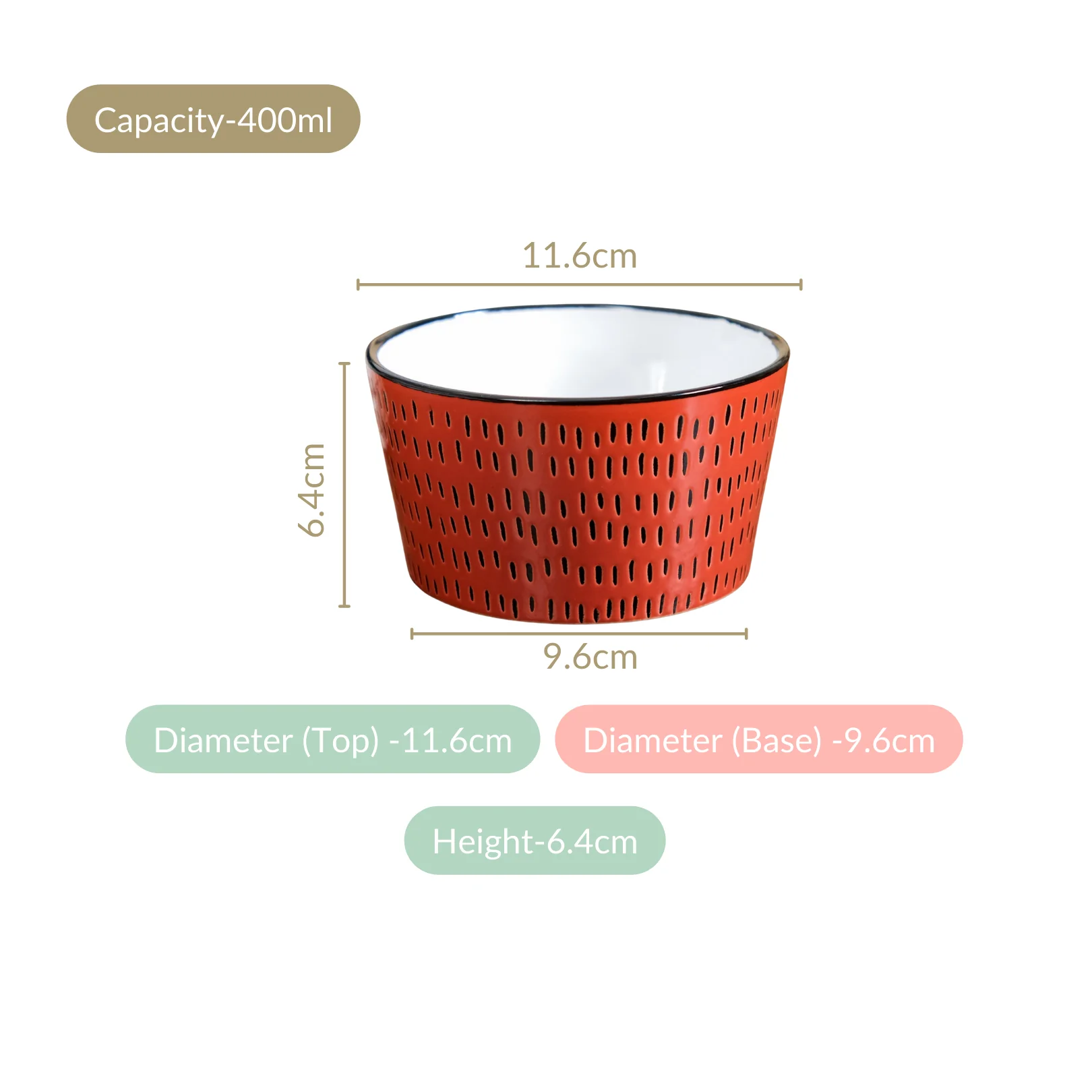 Sienna Ceramic Bowl For Snacks Set Of 4 400ml - Image 4