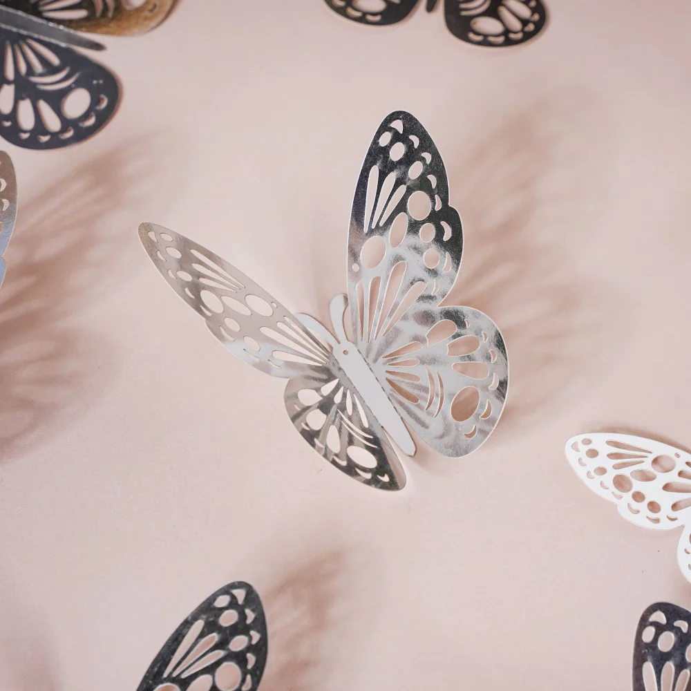 Silver Butterfly 3D Wall Stickers Set Of 12 - Image 5