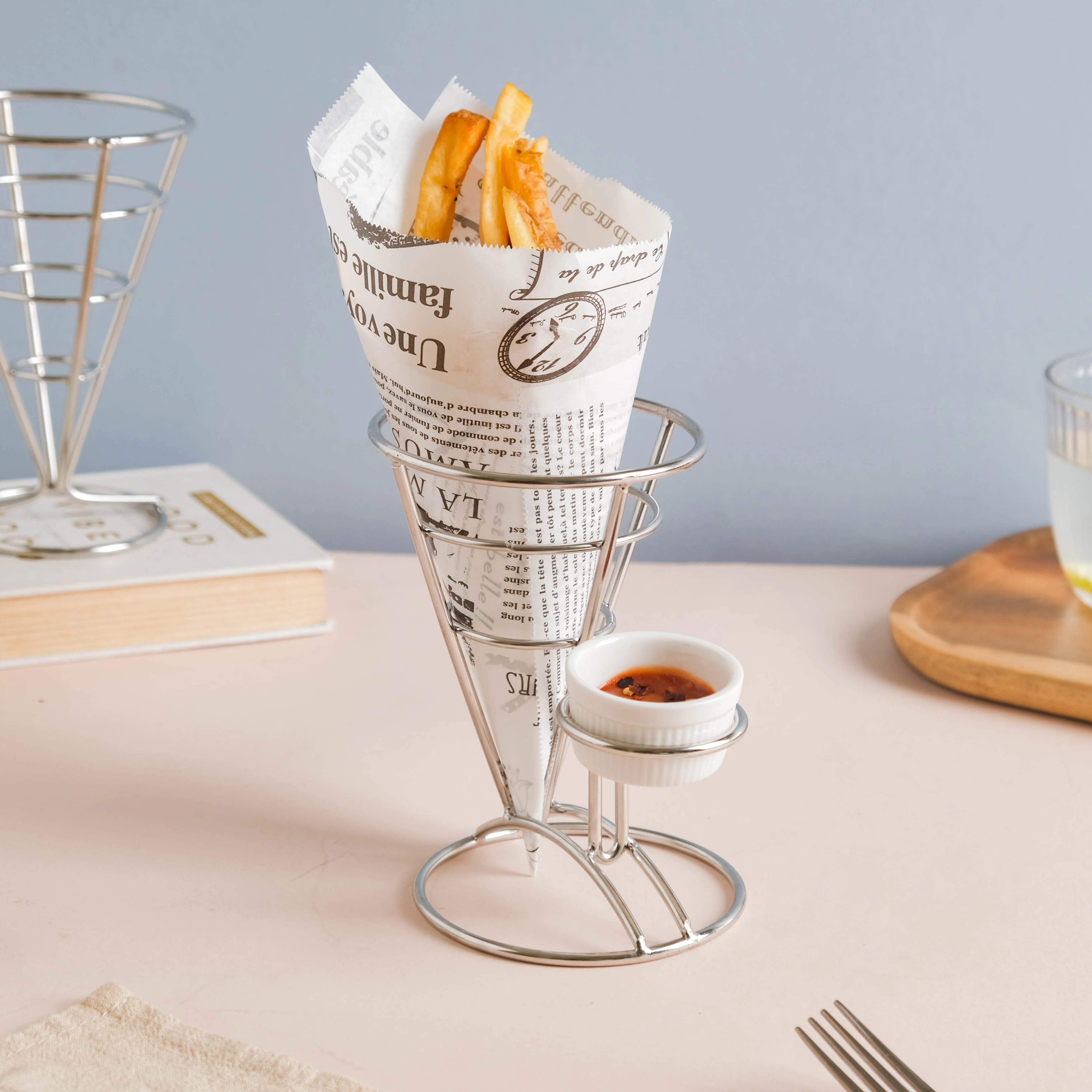 Silver Finger Food Basket With Dip Bowl