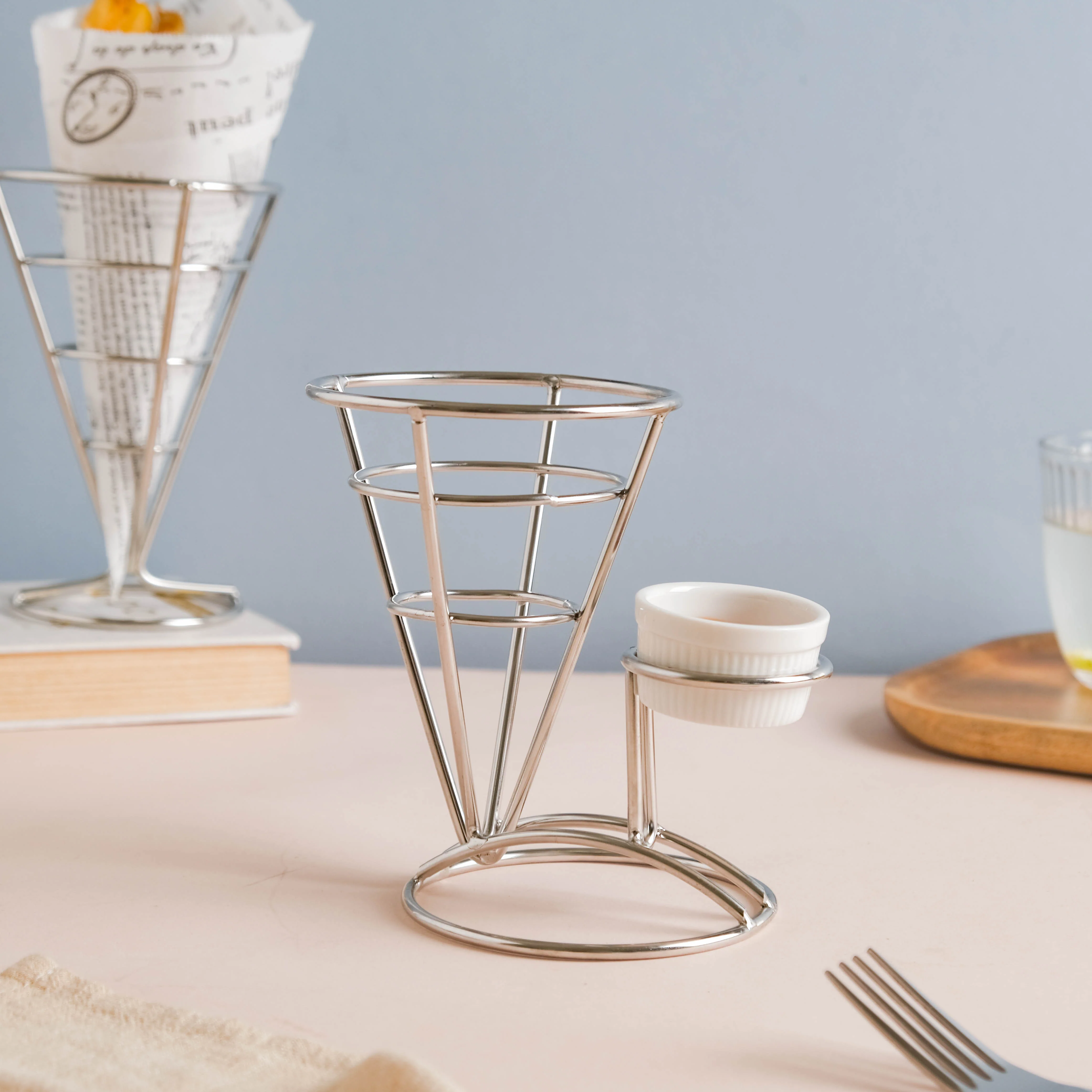 Silver Finger Food Basket With Dip Bowl - Image 2