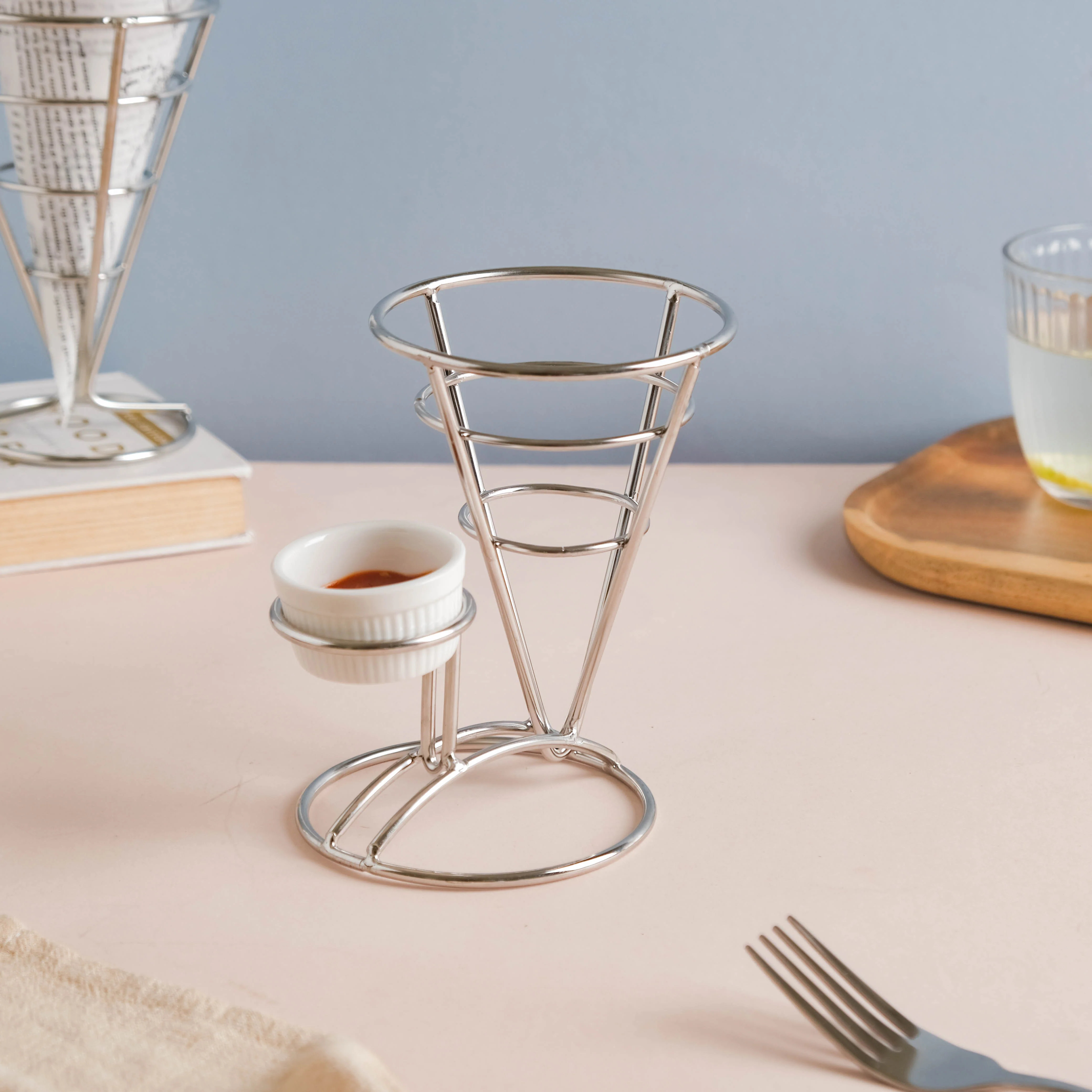 Silver Finger Food Basket With Dip Bowl - Image 7
